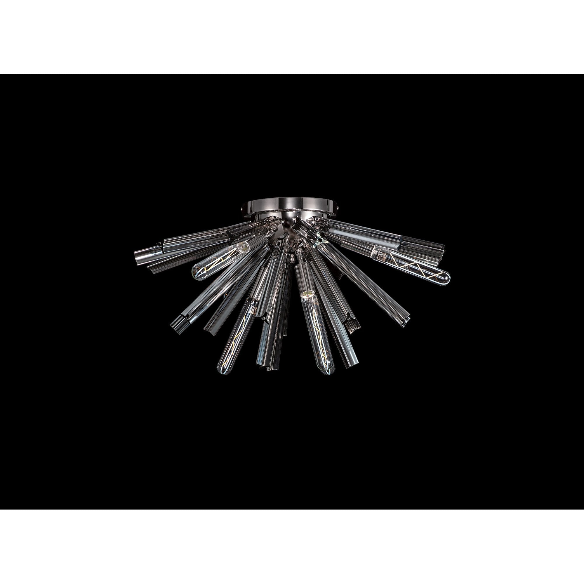 Fabula Wordworth 6 Light Semi-Flush Light - Polished Nickel & Smoke Glass