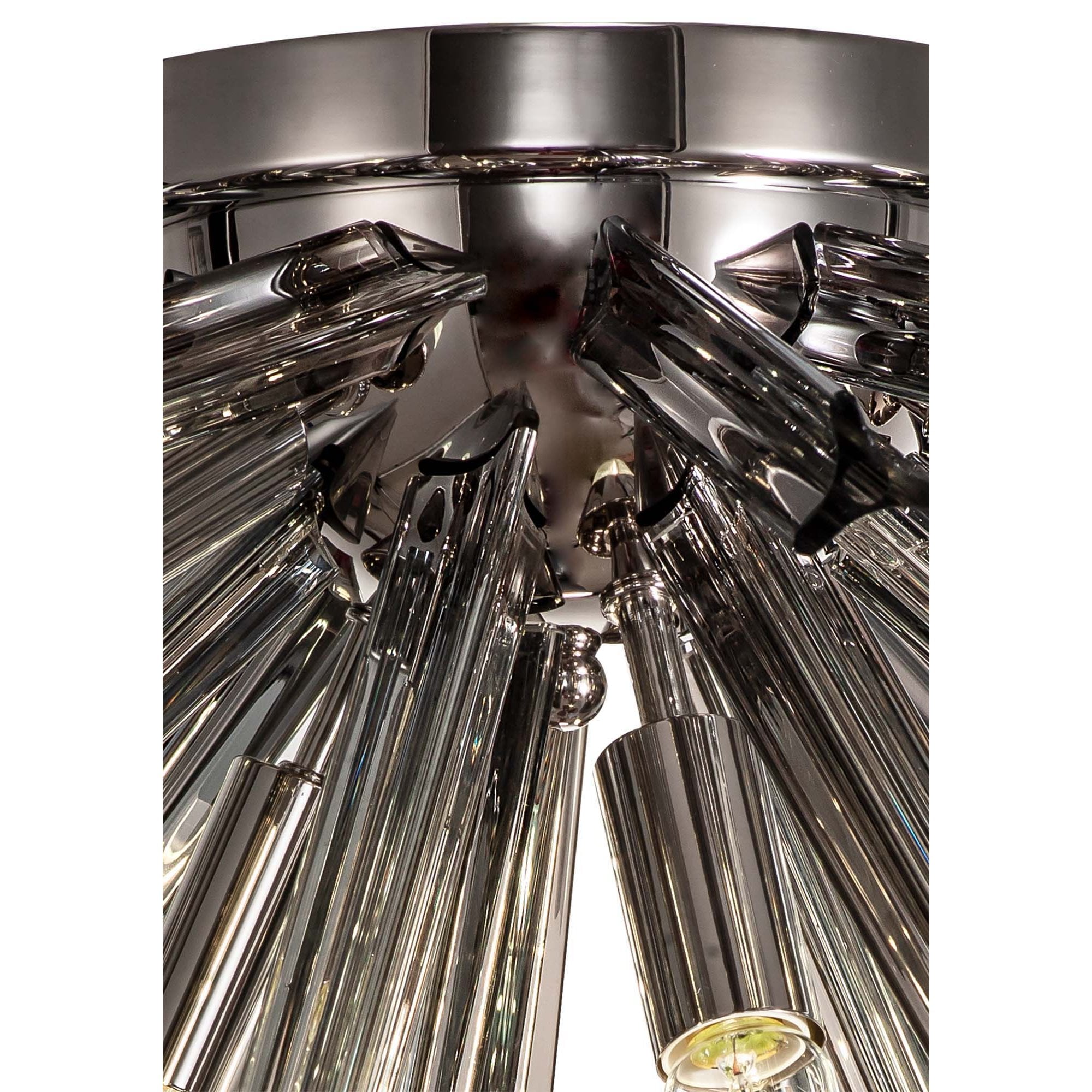 Fabula Wordworth 6 Light Semi-Flush Light - Polished Nickel & Smoke Glass