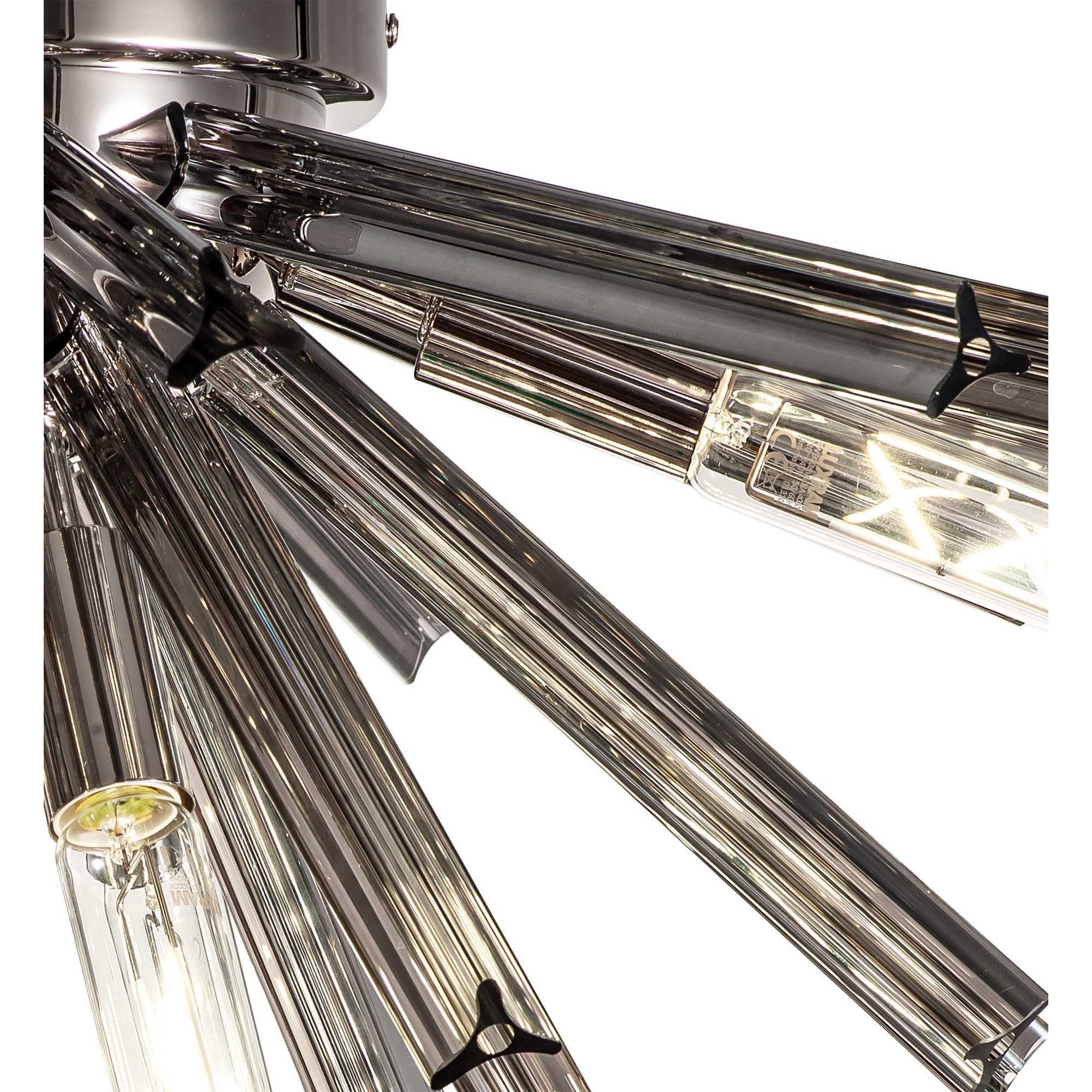 Fabula Wordworth 6 Light Semi-Flush Light - Polished Nickel & Smoke Glass