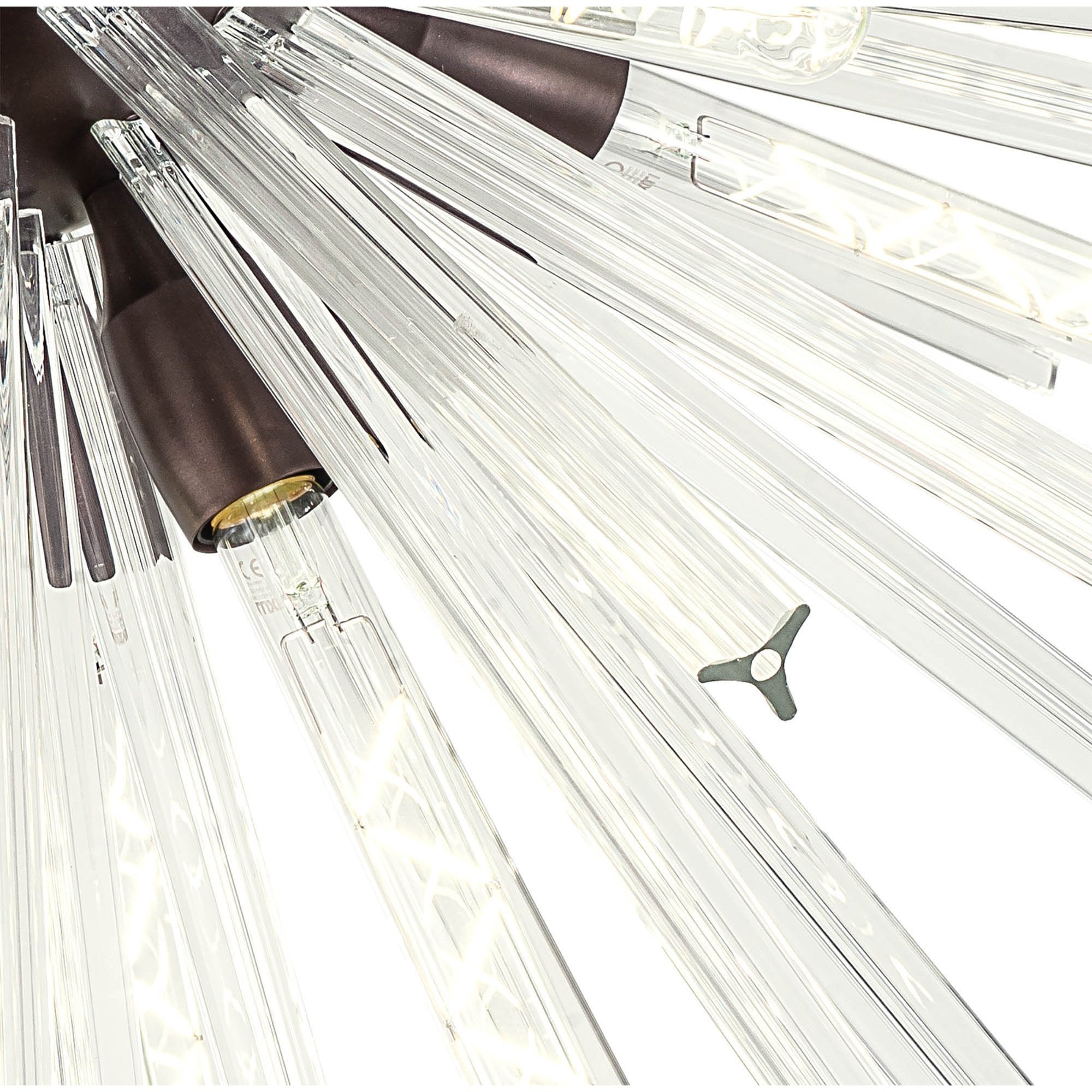 Fabula Wordworth 8 Light Semi-Flush Light - Brown Oxide & Clear Glass