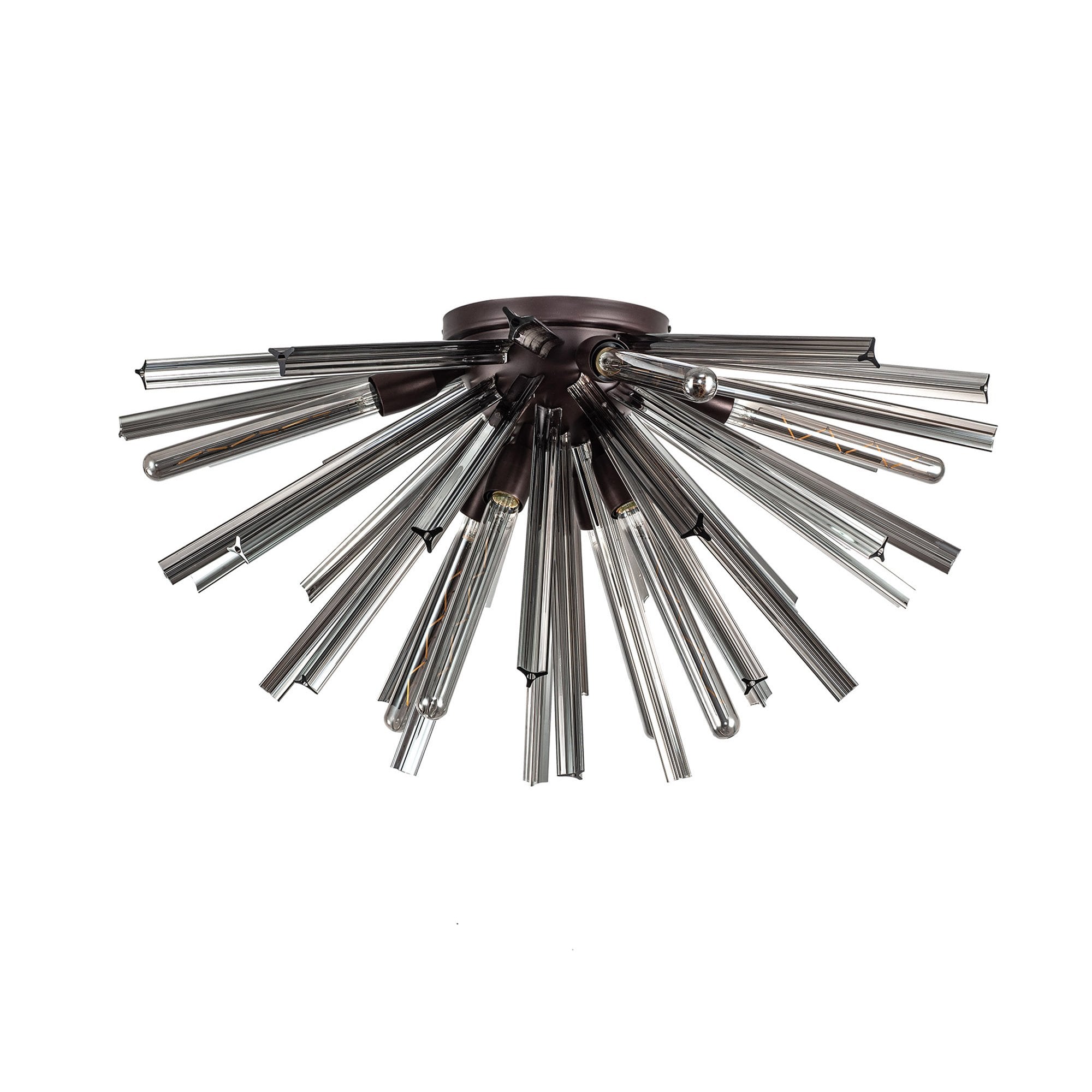 Fabula Wordworth 8 Light Semi-Flush Light - Brown Oxide & Smoke Glass