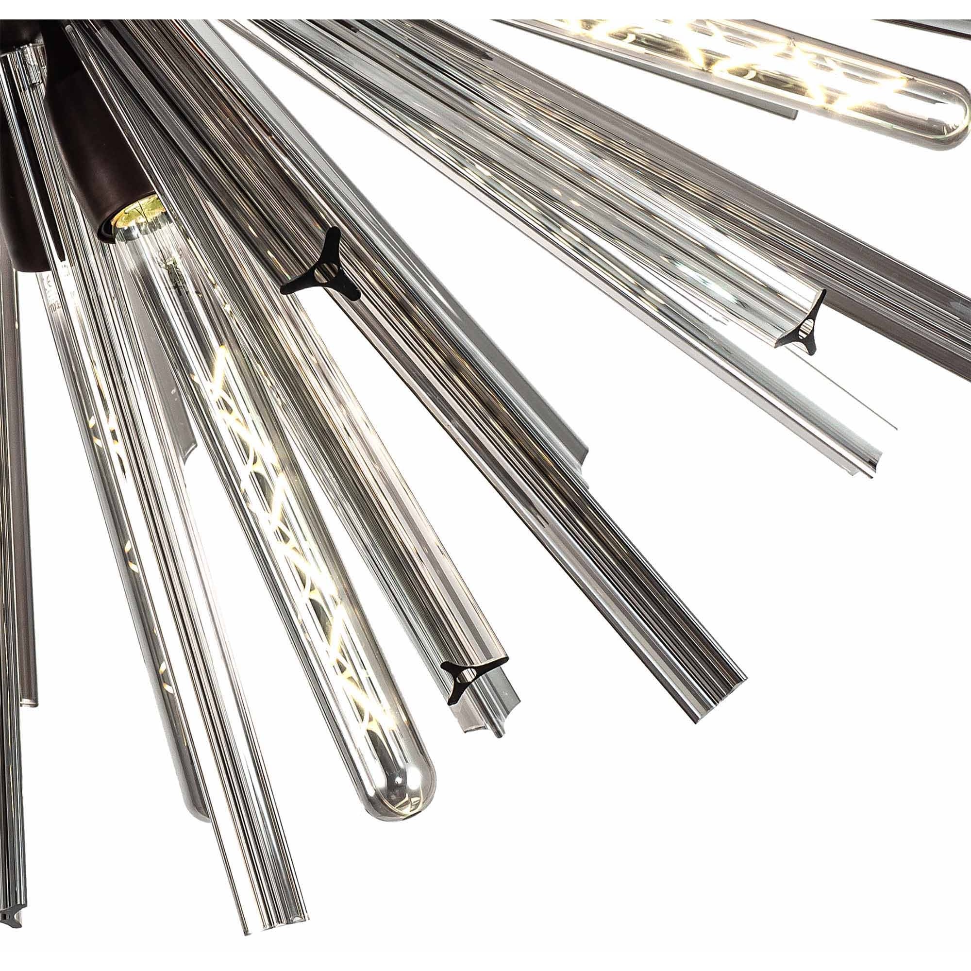 Fabula Wordworth 8 Light Semi-Flush Light - Brown Oxide & Smoke Glass