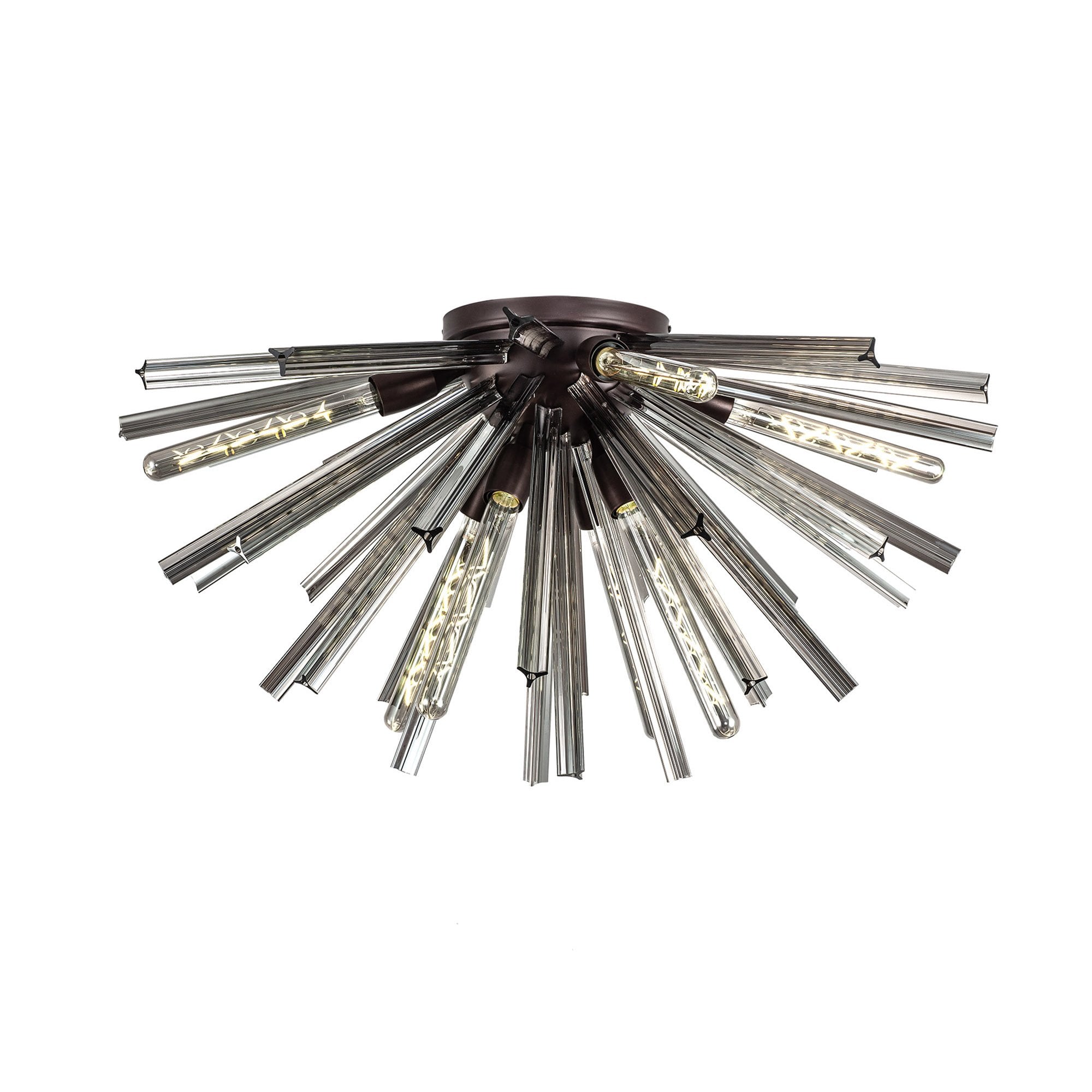 Fabula Wordworth 8 Light Semi-Flush Light - Brown Oxide & Smoke Glass