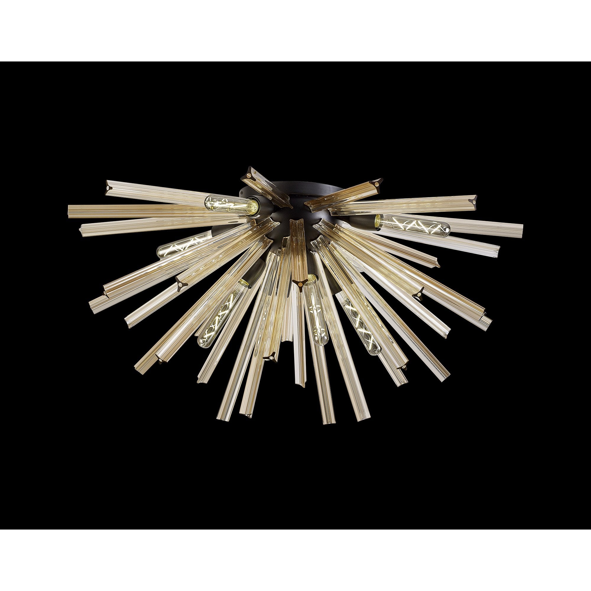 Fabula Wordworth 8 Light Semi-Flush Light - Matt Black & Champagne Gold Glass