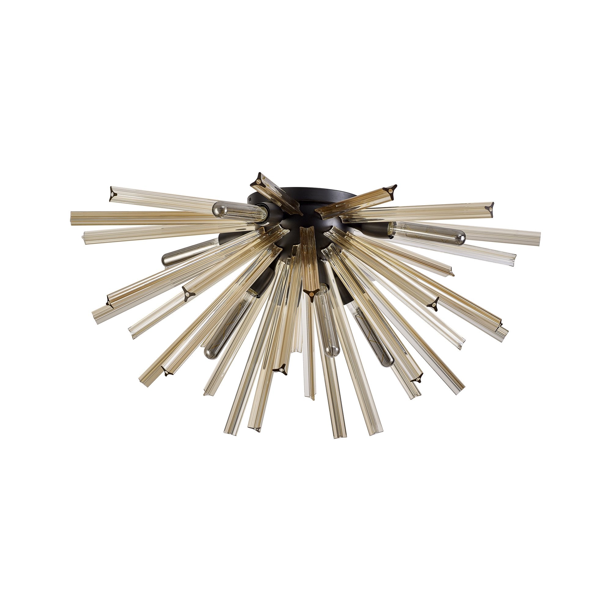 Fabula Wordworth 8 Light Semi-Flush Light - Matt Black & Champagne Gold Glass