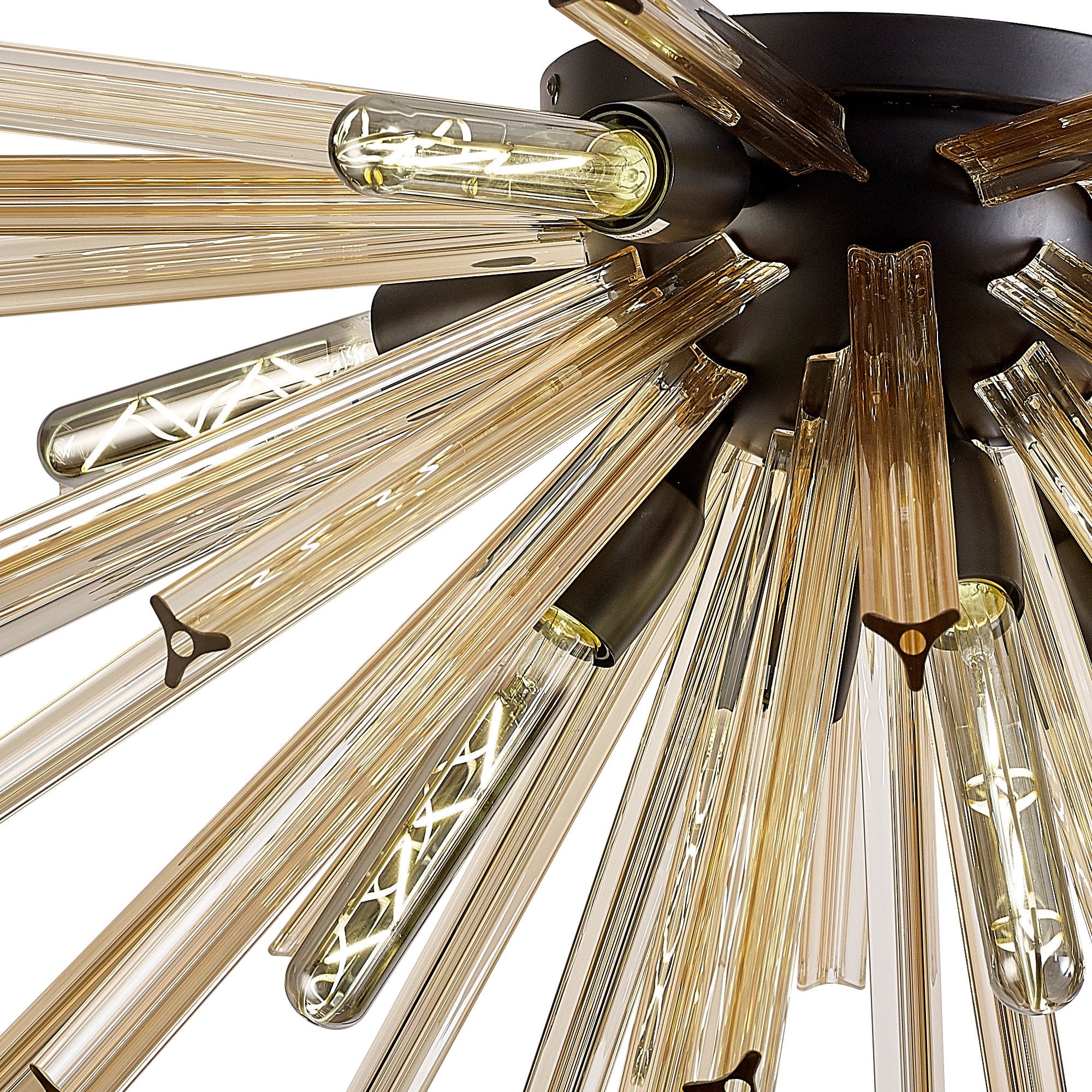 Fabula Wordworth 8 Light Semi-Flush Light - Matt Black & Champagne Gold Glass