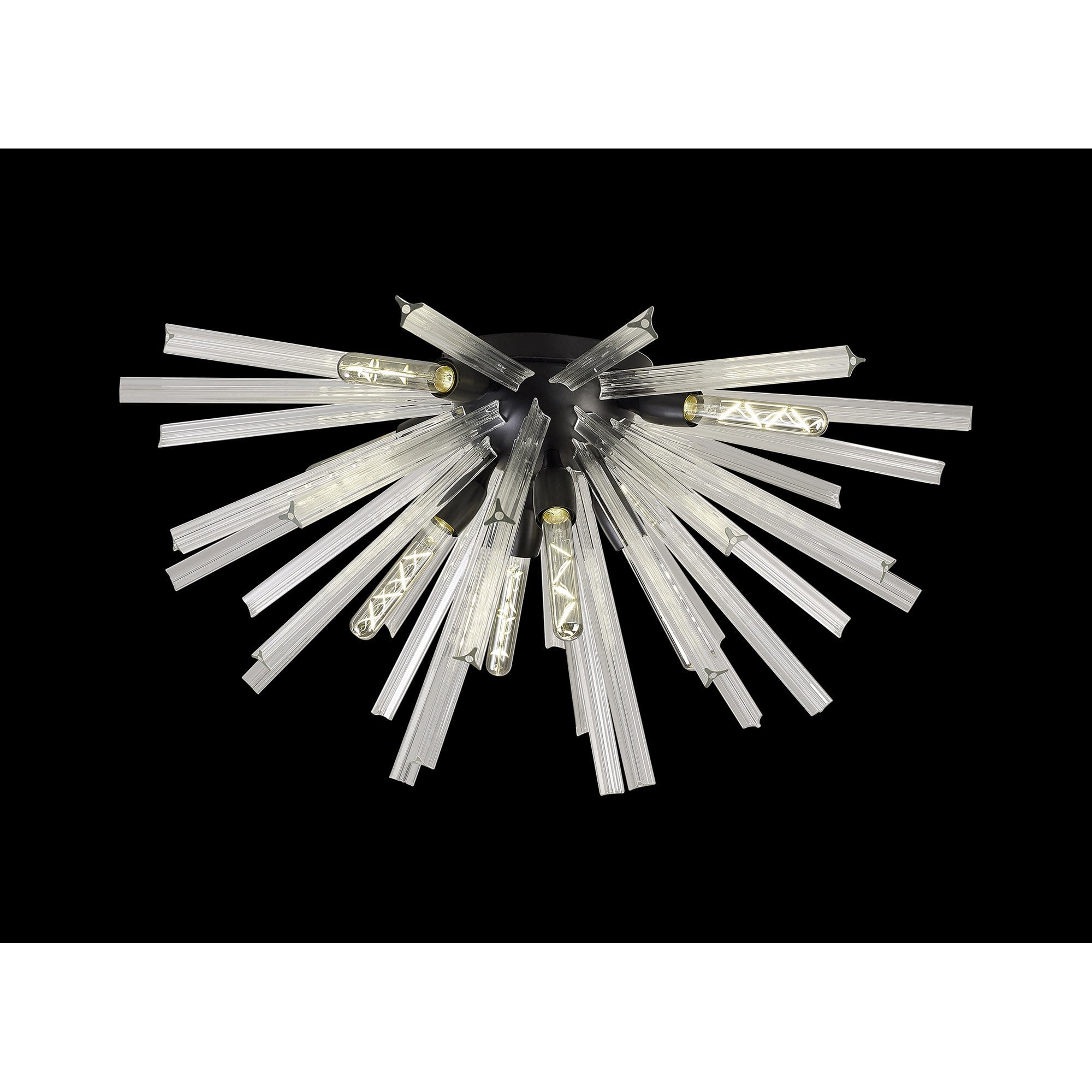 Fabula Wordworth 8 Light Semi-Flush Light - Matt Black & Clear Glass