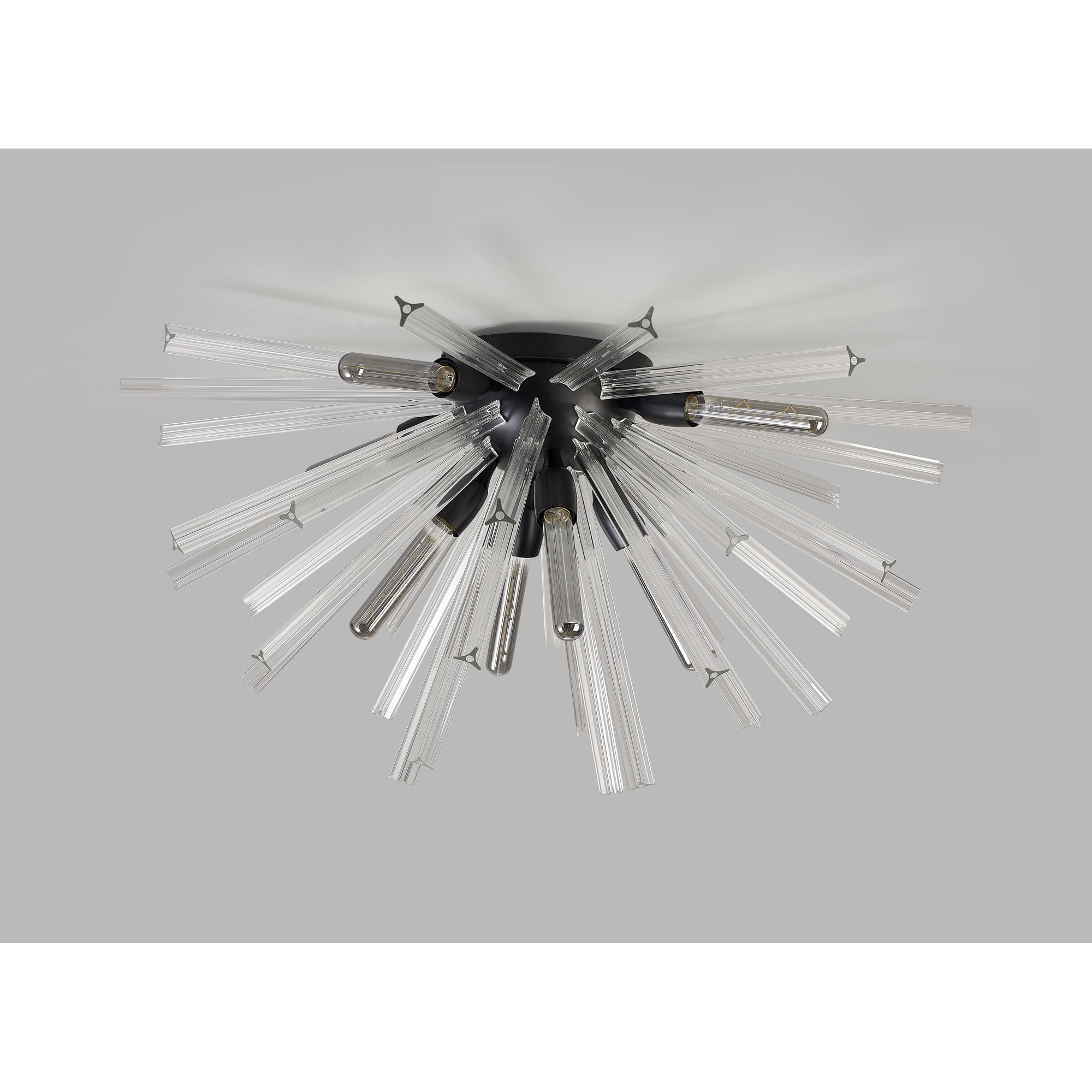 Fabula Wordworth 8 Light Semi-Flush Light - Matt Black & Clear Glass