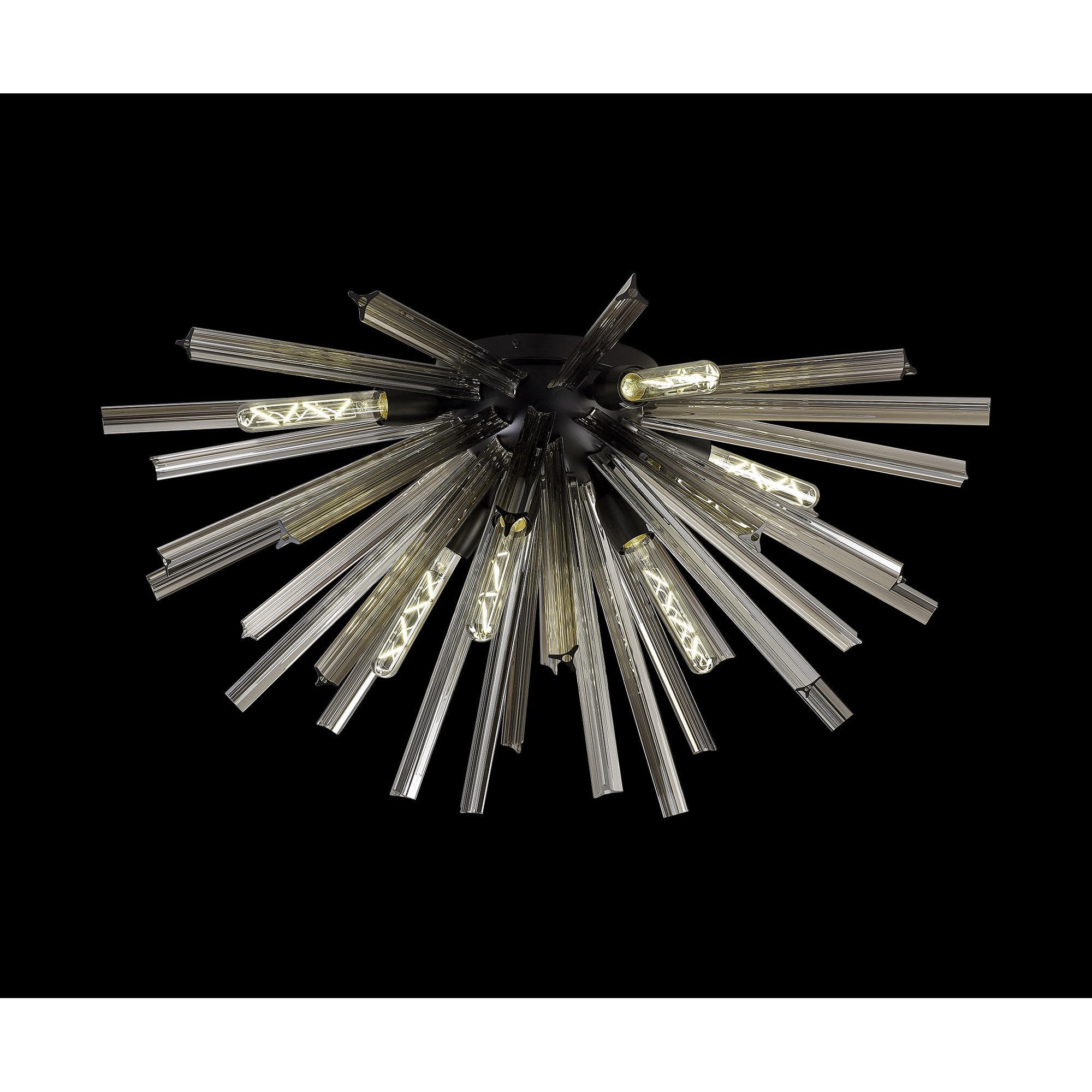 Fabula Wordworth 8 Light Semi-Flush Light - Matt Black & Smoke Glass