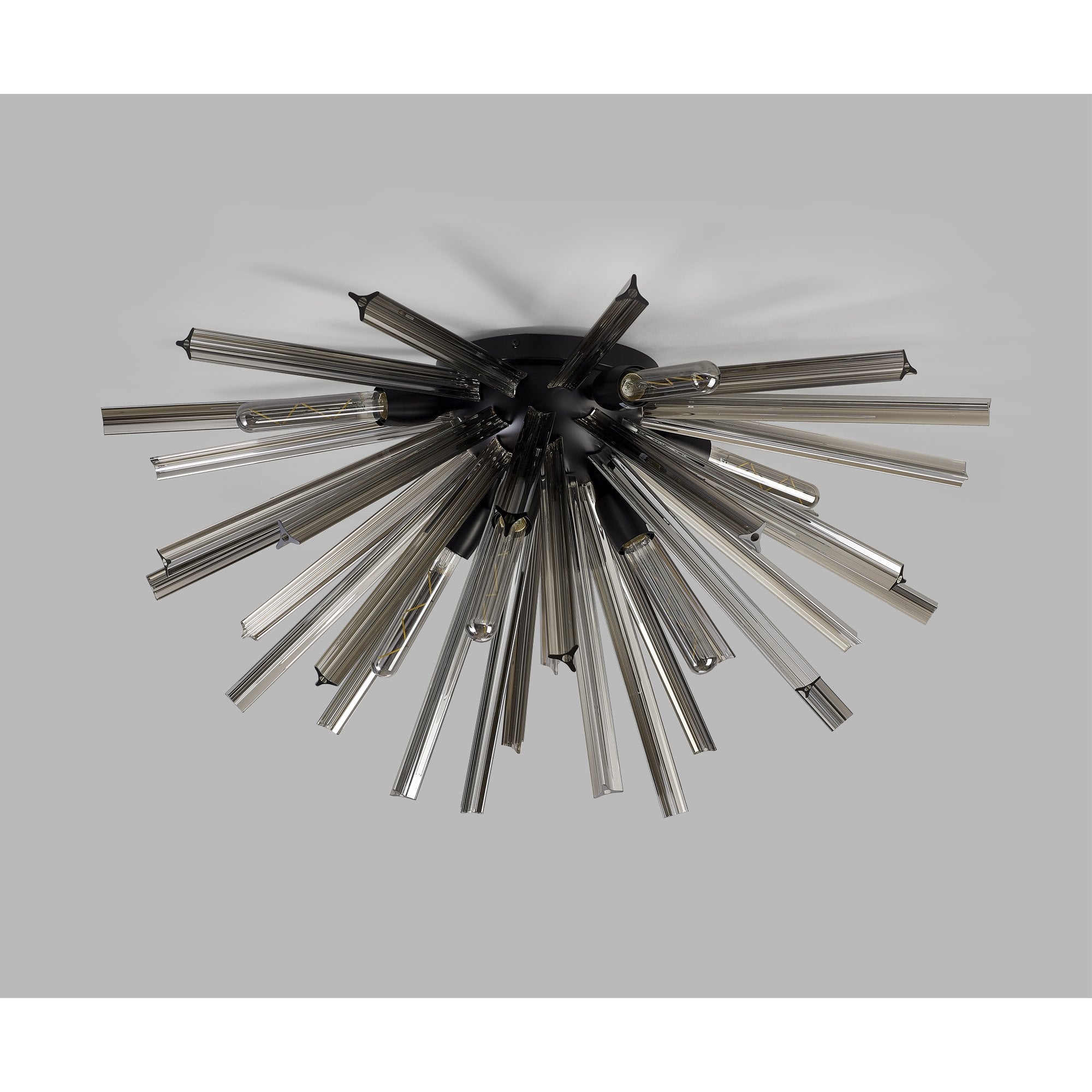 Fabula Wordworth 8 Light Semi-Flush Light - Matt Black & Smoke Glass