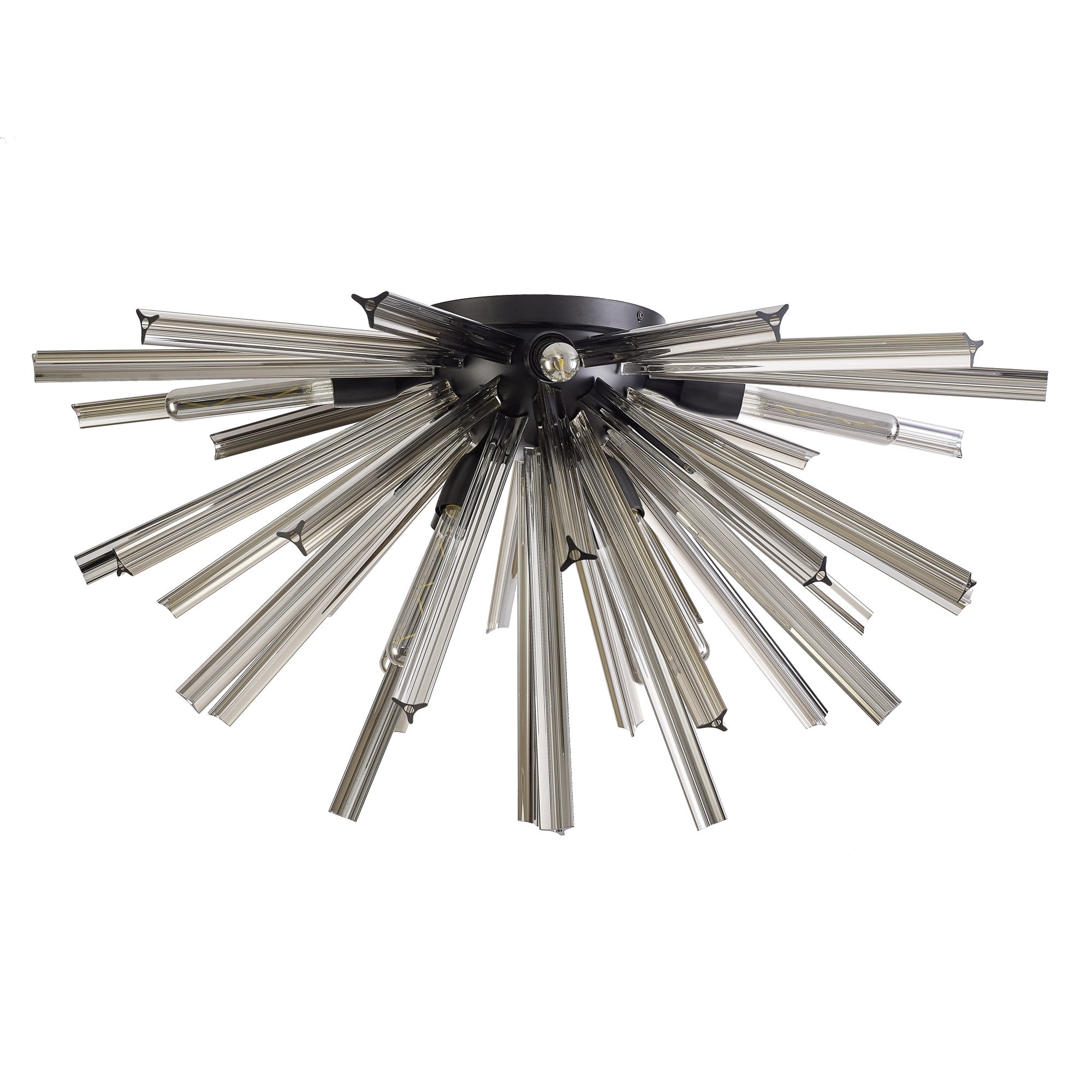 Fabula Wordworth 8 Light Semi-Flush Light - Matt Black & Smoke Glass