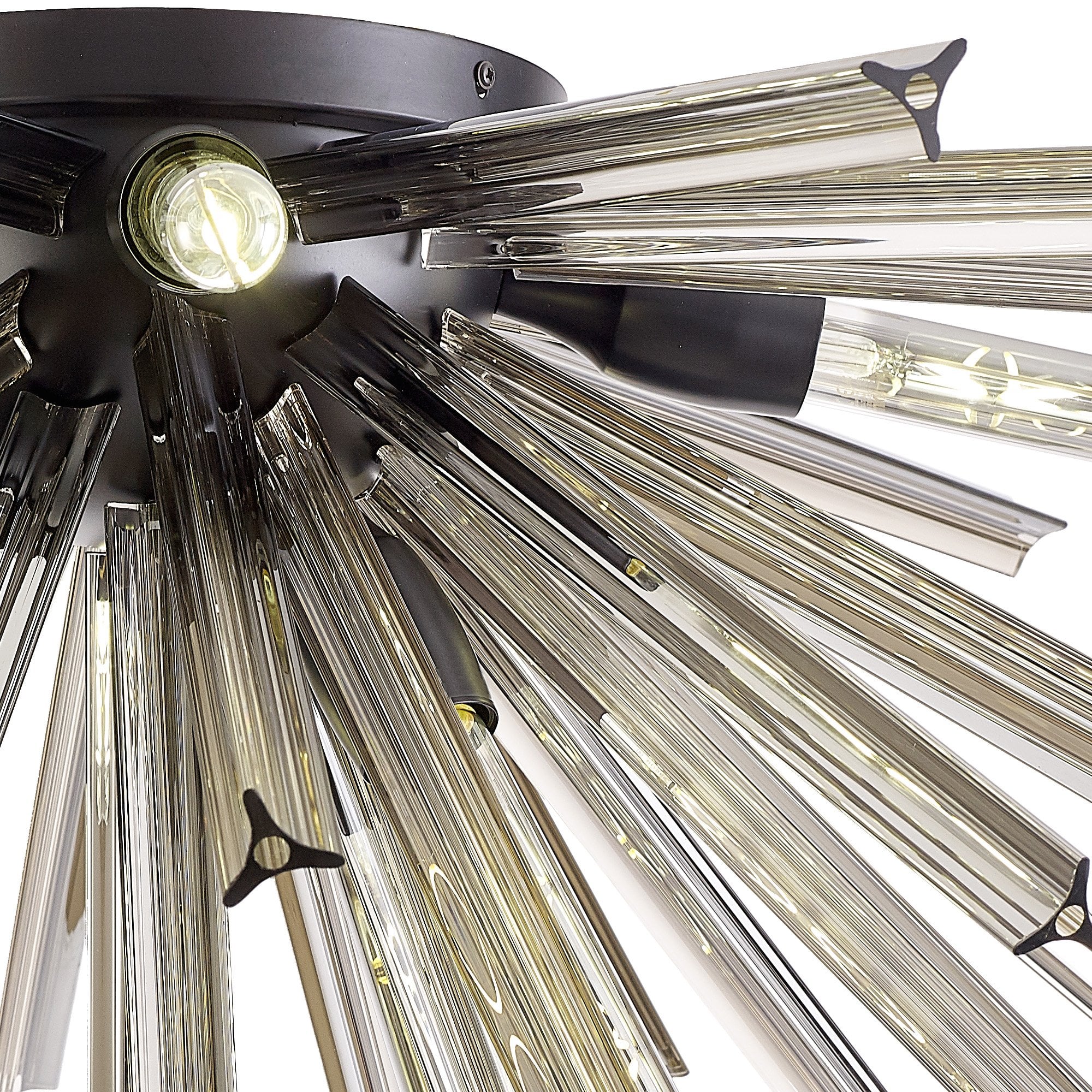 Fabula Wordworth 8 Light Semi-Flush Light - Matt Black & Smoke Glass