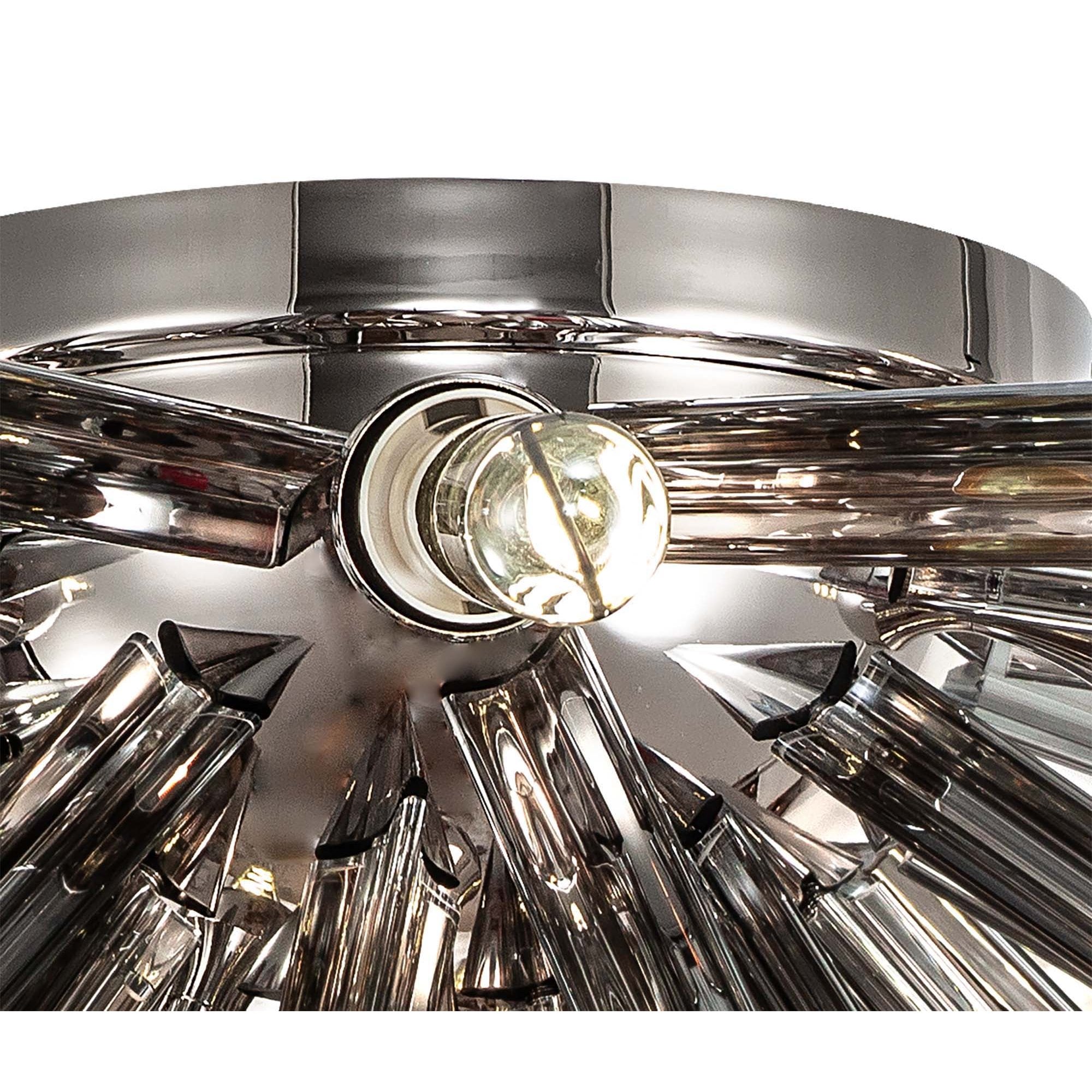 Fabula Wordworth 8 Light Semi-Flush Light - Polished Nickel & Smoke Glass