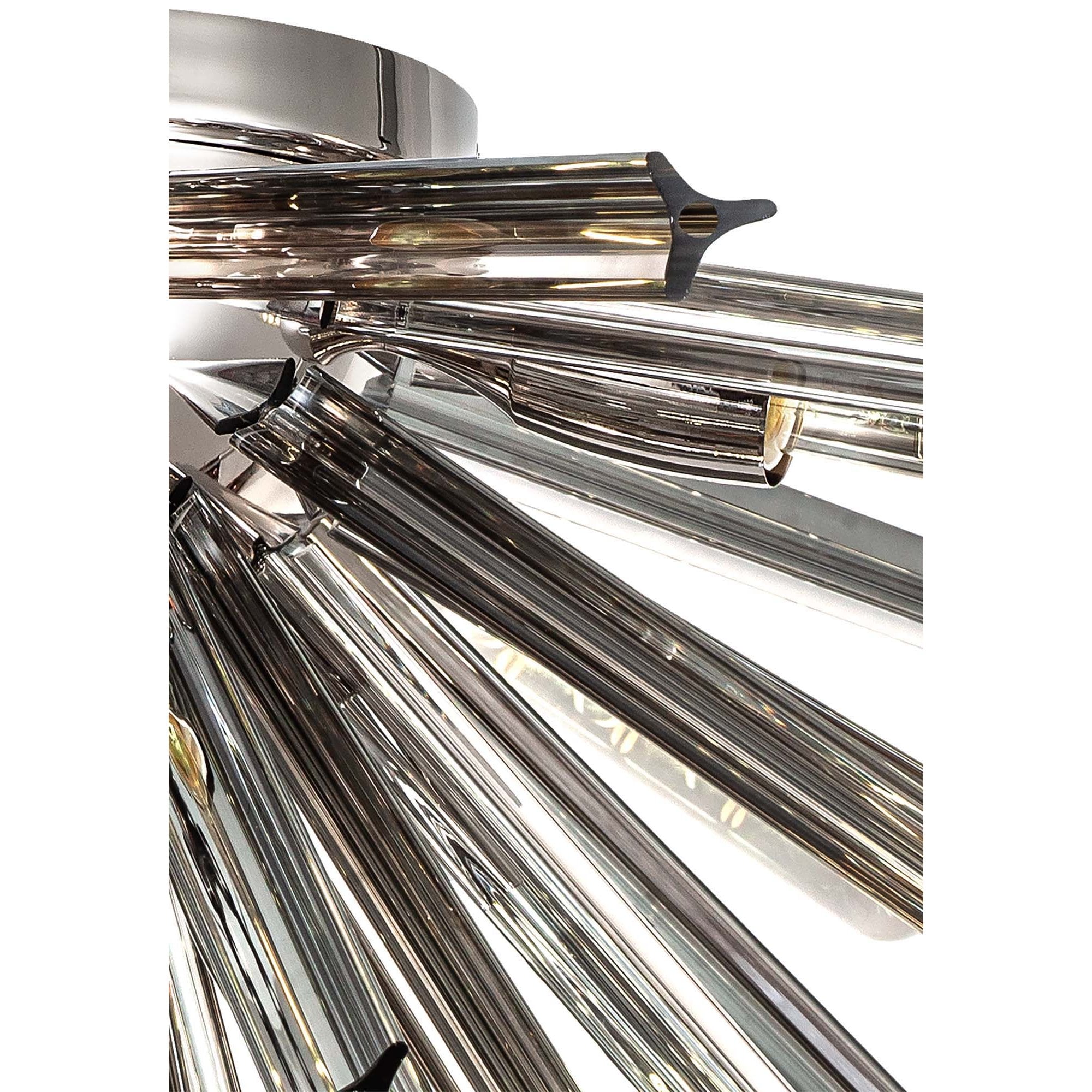 Fabula Wordworth 8 Light Semi-Flush Light - Polished Nickel & Smoke Glass