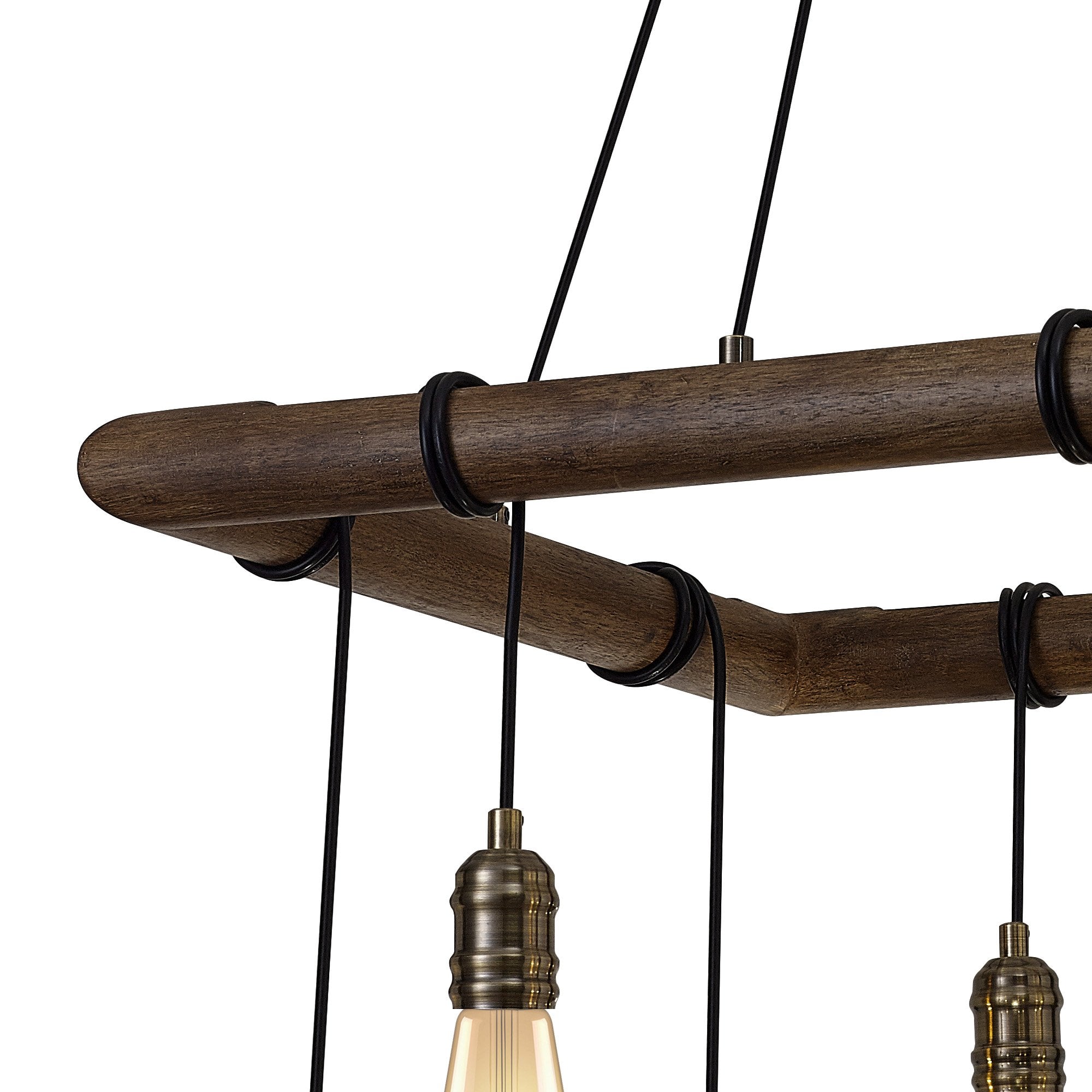 Fabula York 8 Light Square Pendant - Medium Oak & Antique Brass