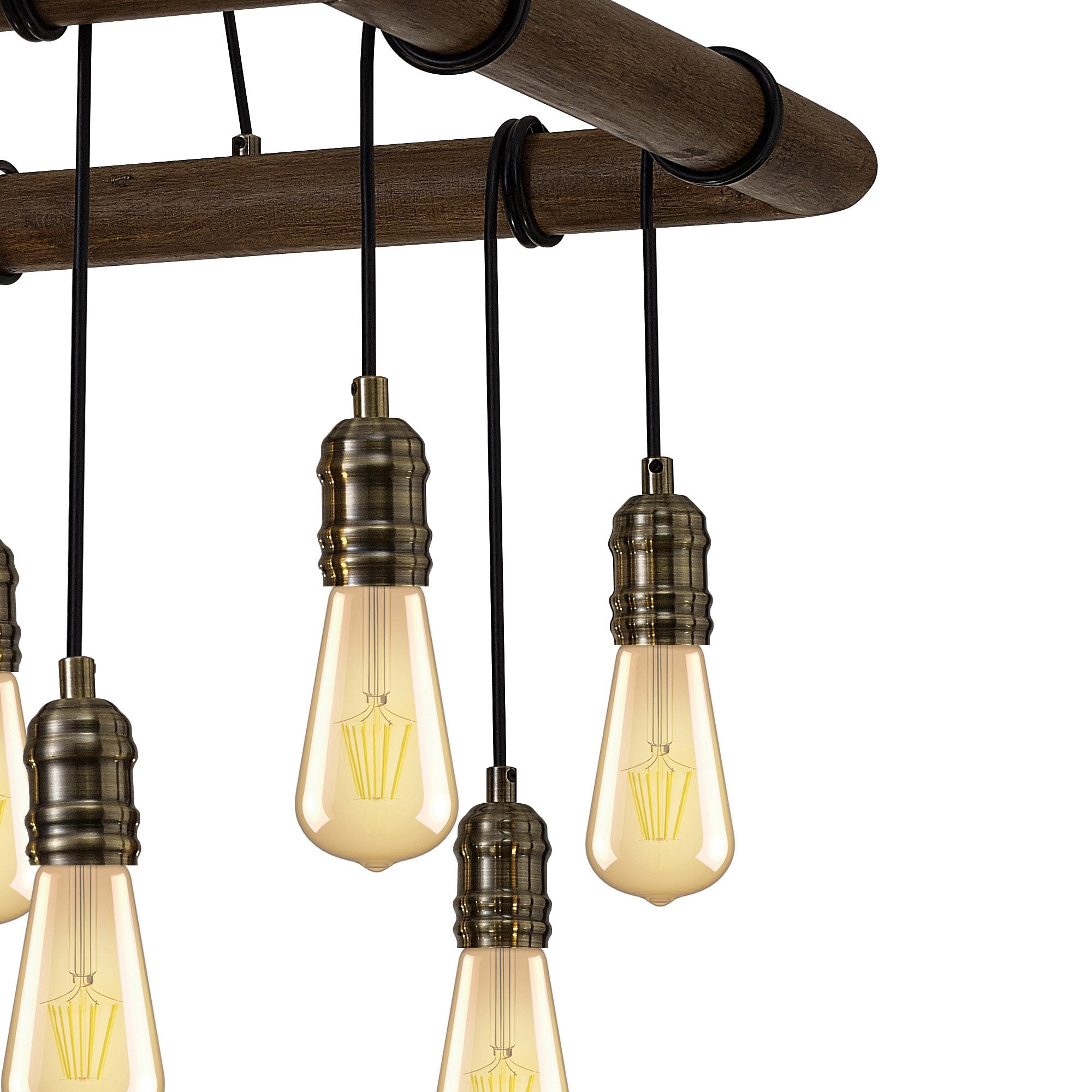 Fabula York 8 Light Square Pendant - Medium Oak & Antique Brass