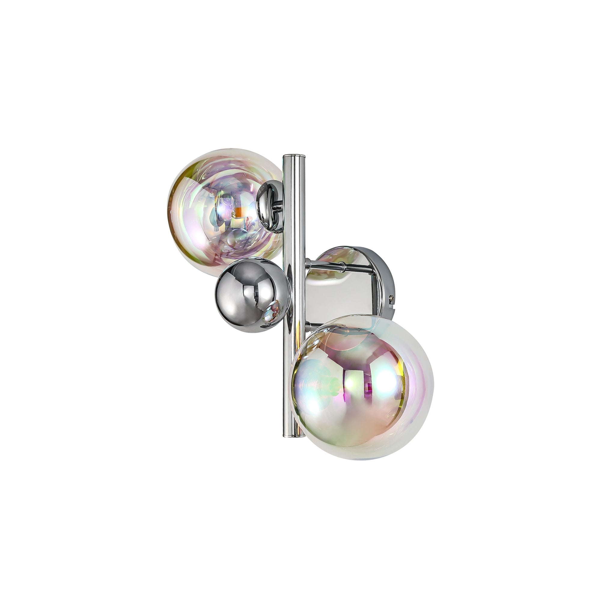 Fabula Roding 2 Light Wall Lamp - Polished Chrome & Iridescent Glass