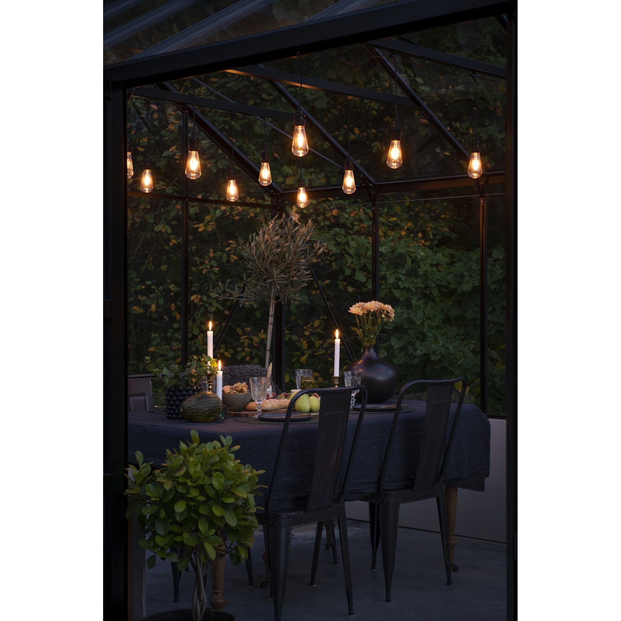 Konstsmide Festoon 9.15m Add-On Set - 10 Pear-Shaped LED Bulbs - 1800K - Icicle Drop