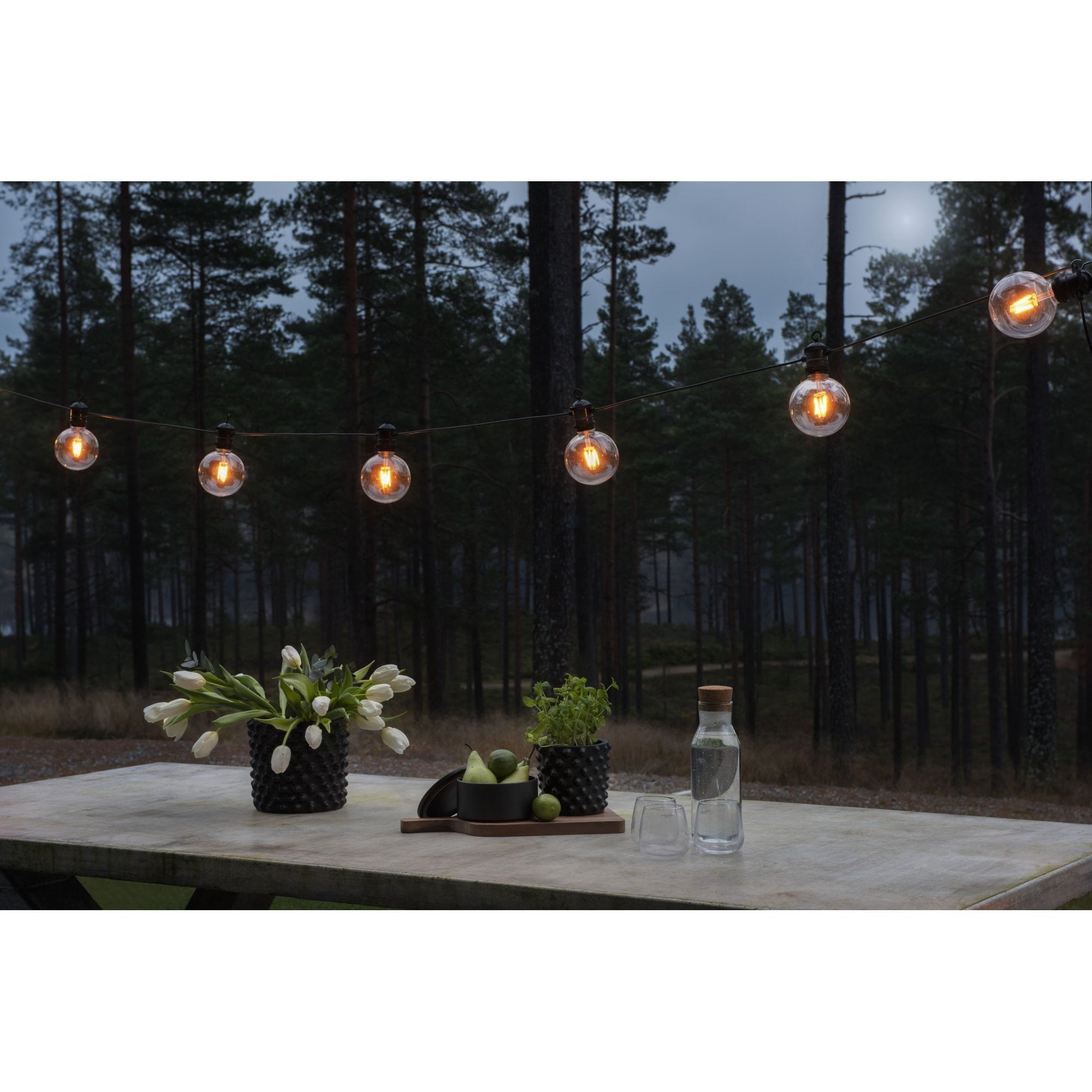 Konstsmide Festoon 9.15m Add-On Set - 10 Round LED Bulbs - 1800K