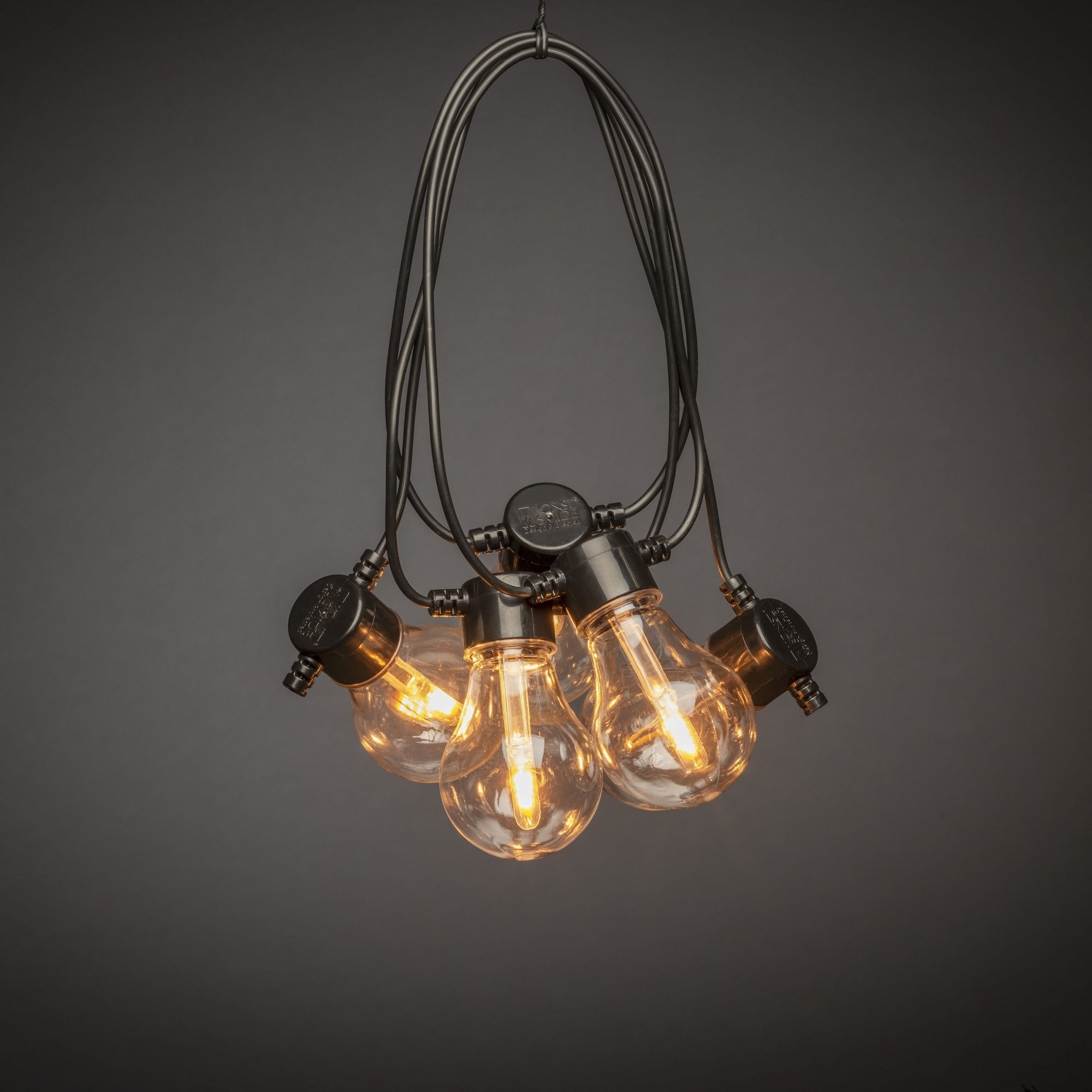 Konstsmide Festoon 4.5m Light Set - 10 LED Bulbs - 1800K - Short Drop - Round Cable