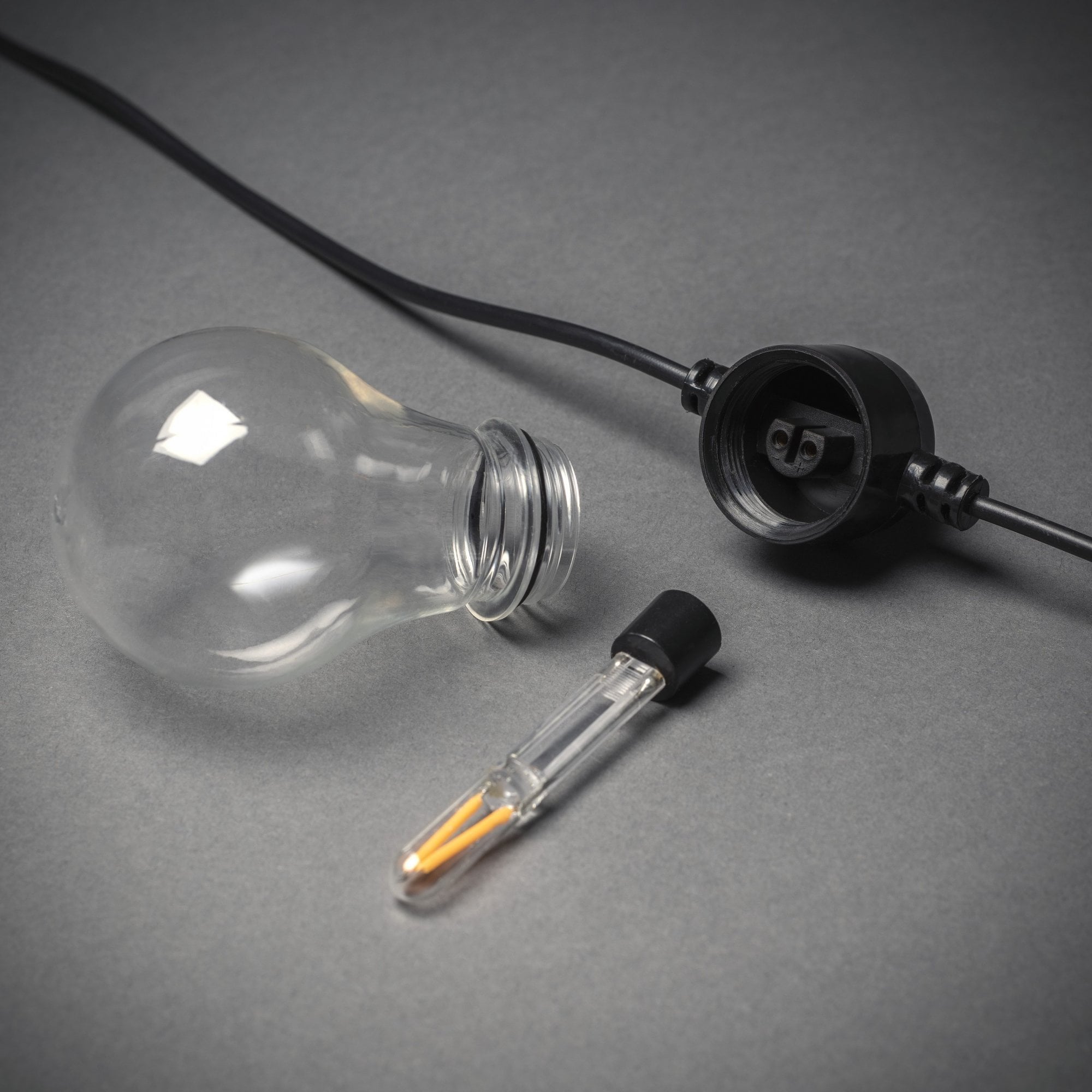 Konstsmide Festoon 4.5m Light Set - 10 LED Bulbs - 1800K - Short Drop - Round Cable