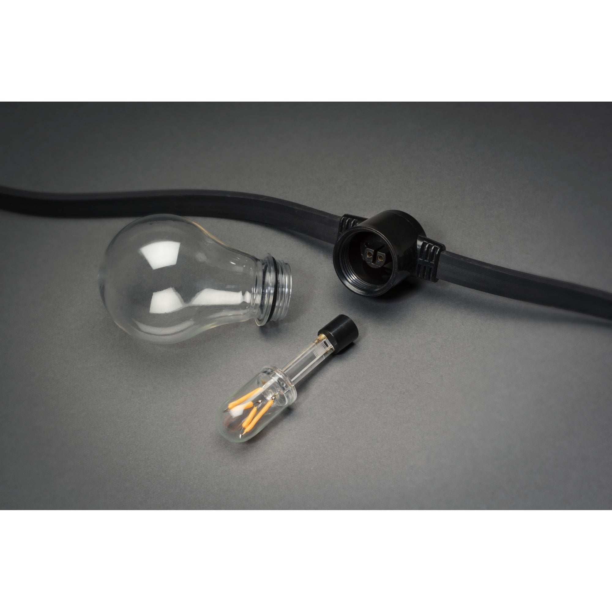 Konstsmide Festoon 4.5m Light Set - 10 LED Bulbs - 1800K - Short Drop - Thick Cable