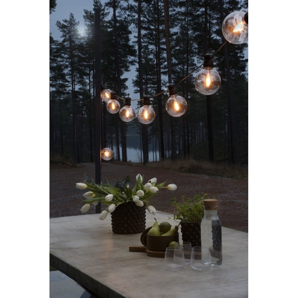 Konstsmide Festoon 9.15m Light Set - 10 Round LED Bulbs - 1800K