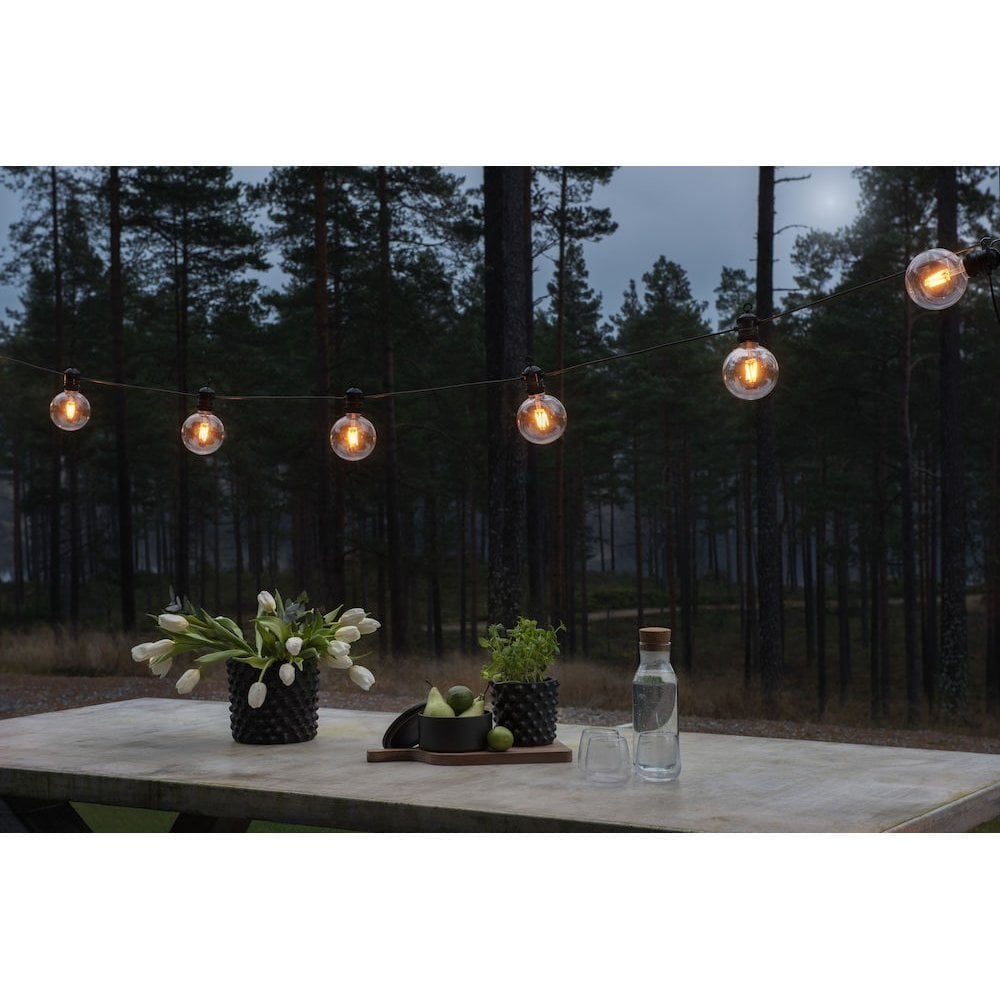 Konstsmide Festoon 9.15m Light Set - 10 Round LED Bulbs - 1800K