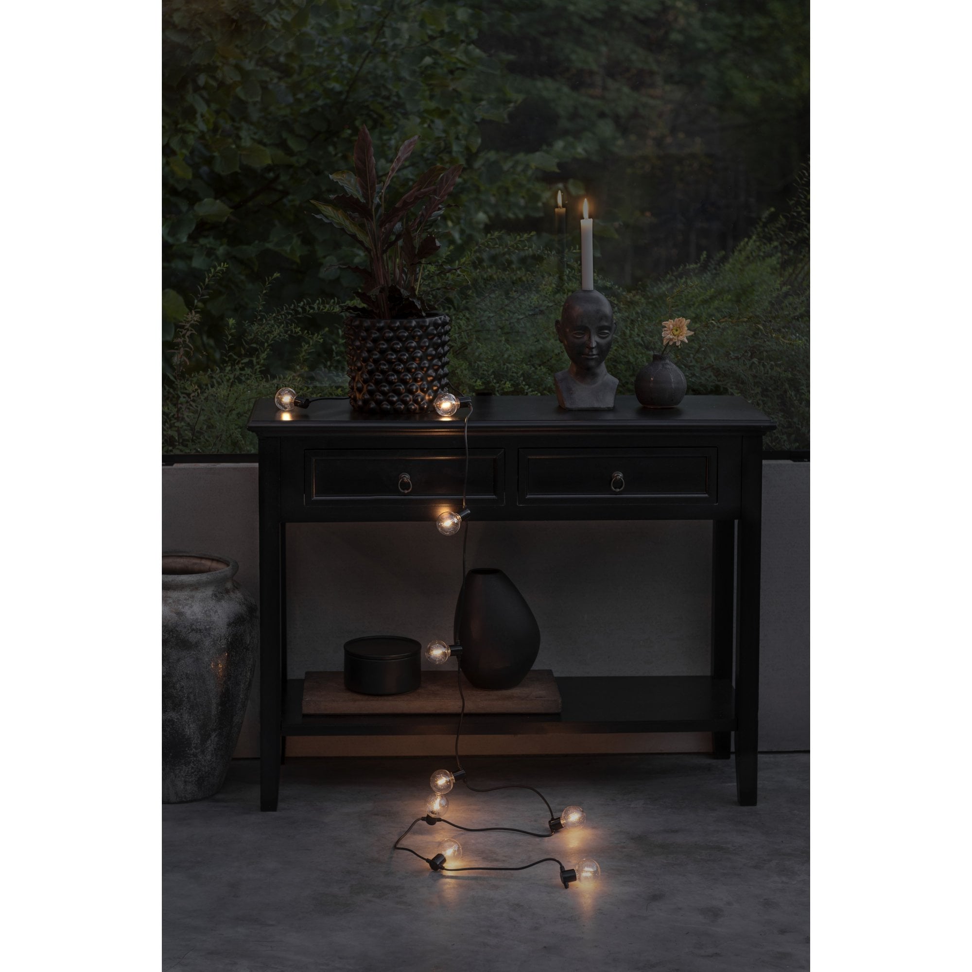 Konstsmide Festoon 2.25m Light Set - 10 Round LED Bulbs - 2400K - Battery Operated