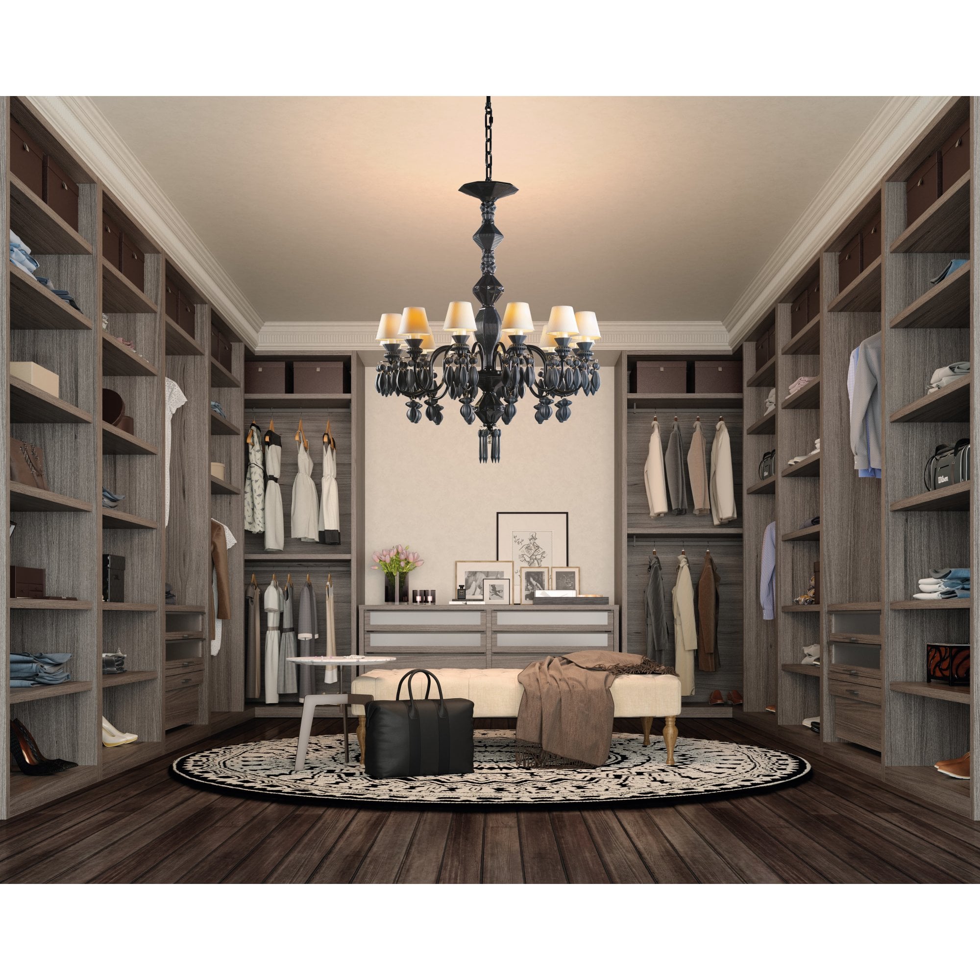 Lladro Belle De Nuit 12 Light Chandelier - Absolute Black