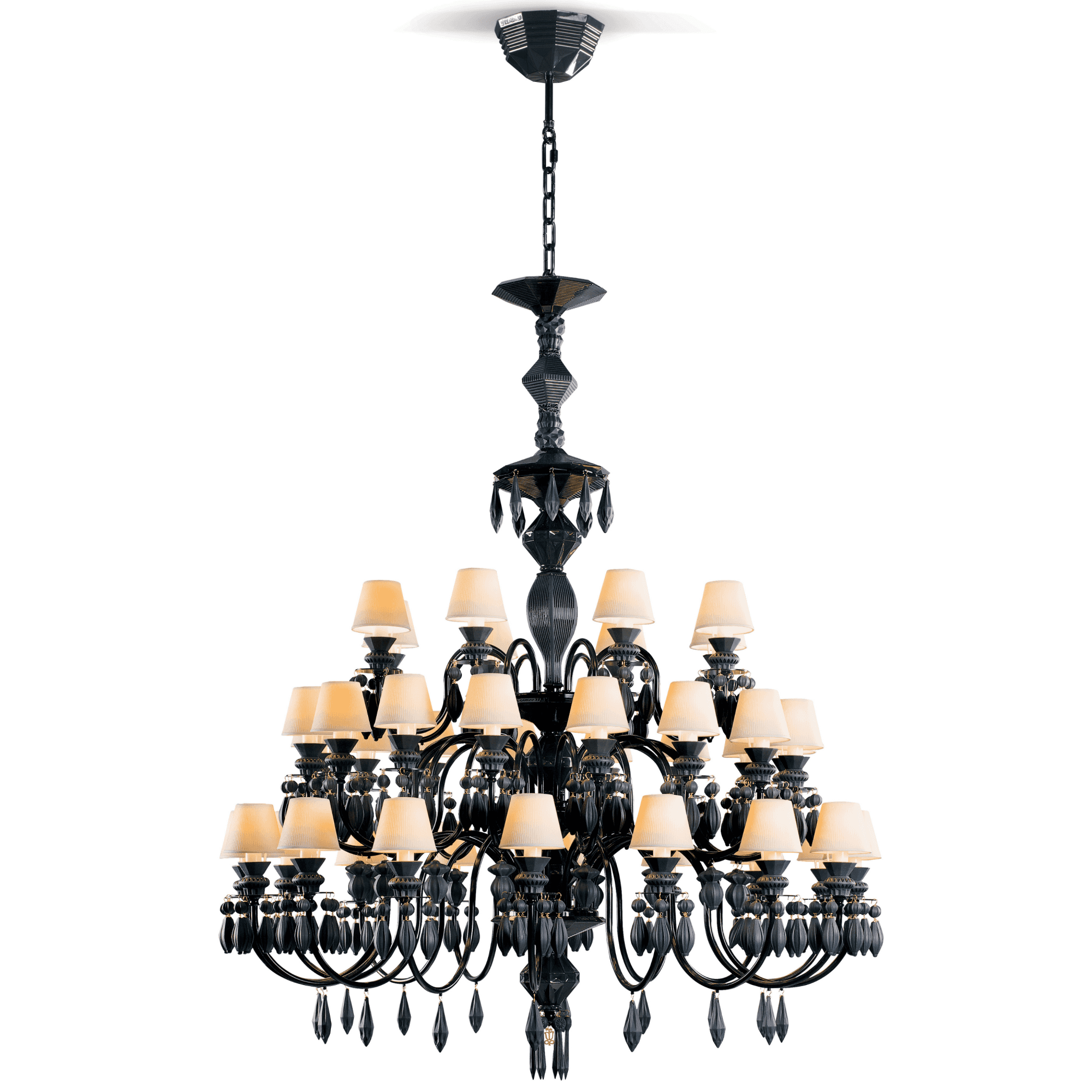 Lladro Belle De Nuit 40 Light Chandelier - Absolute Black