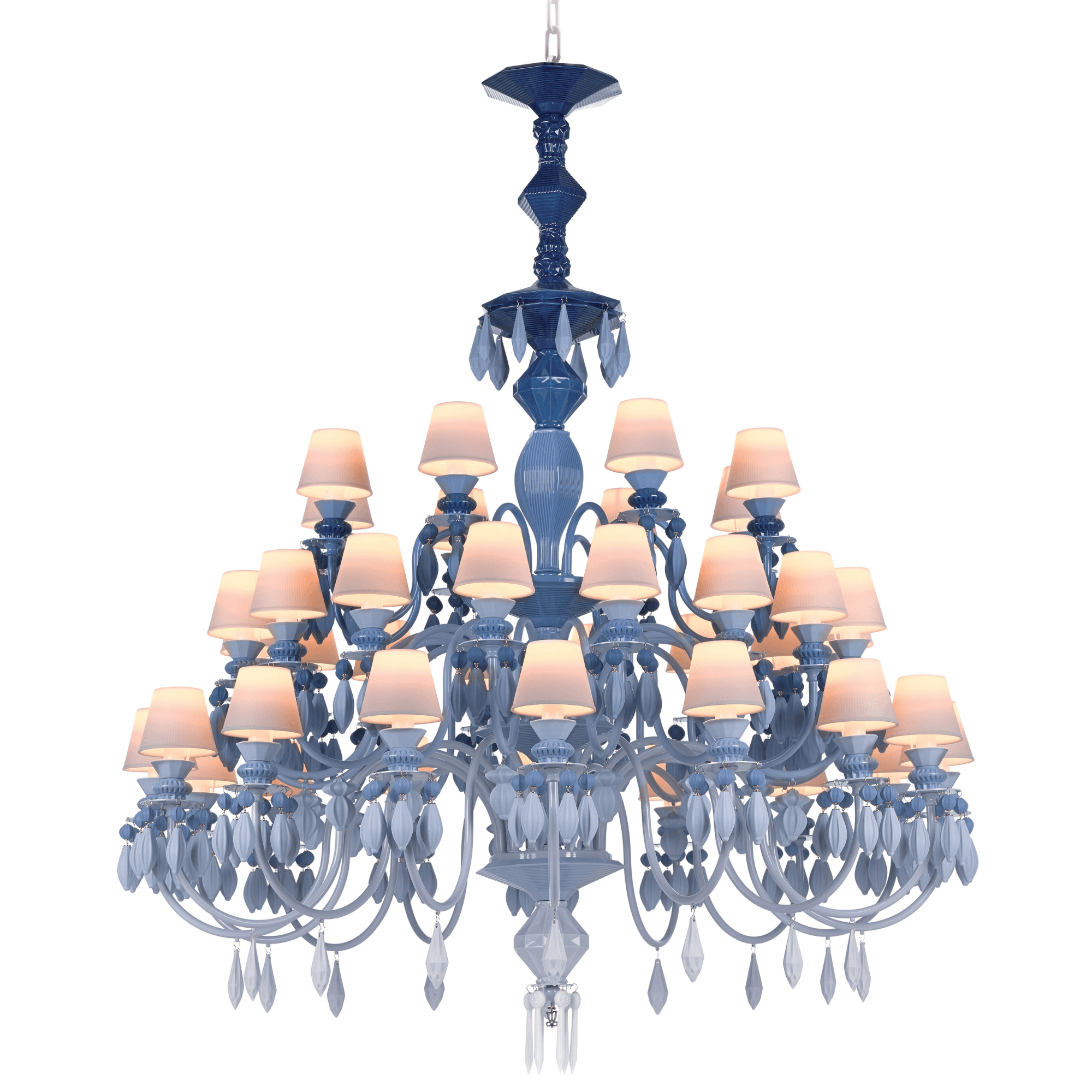 Lladro Belle De Nuit 40 Light Chandelier - Blue