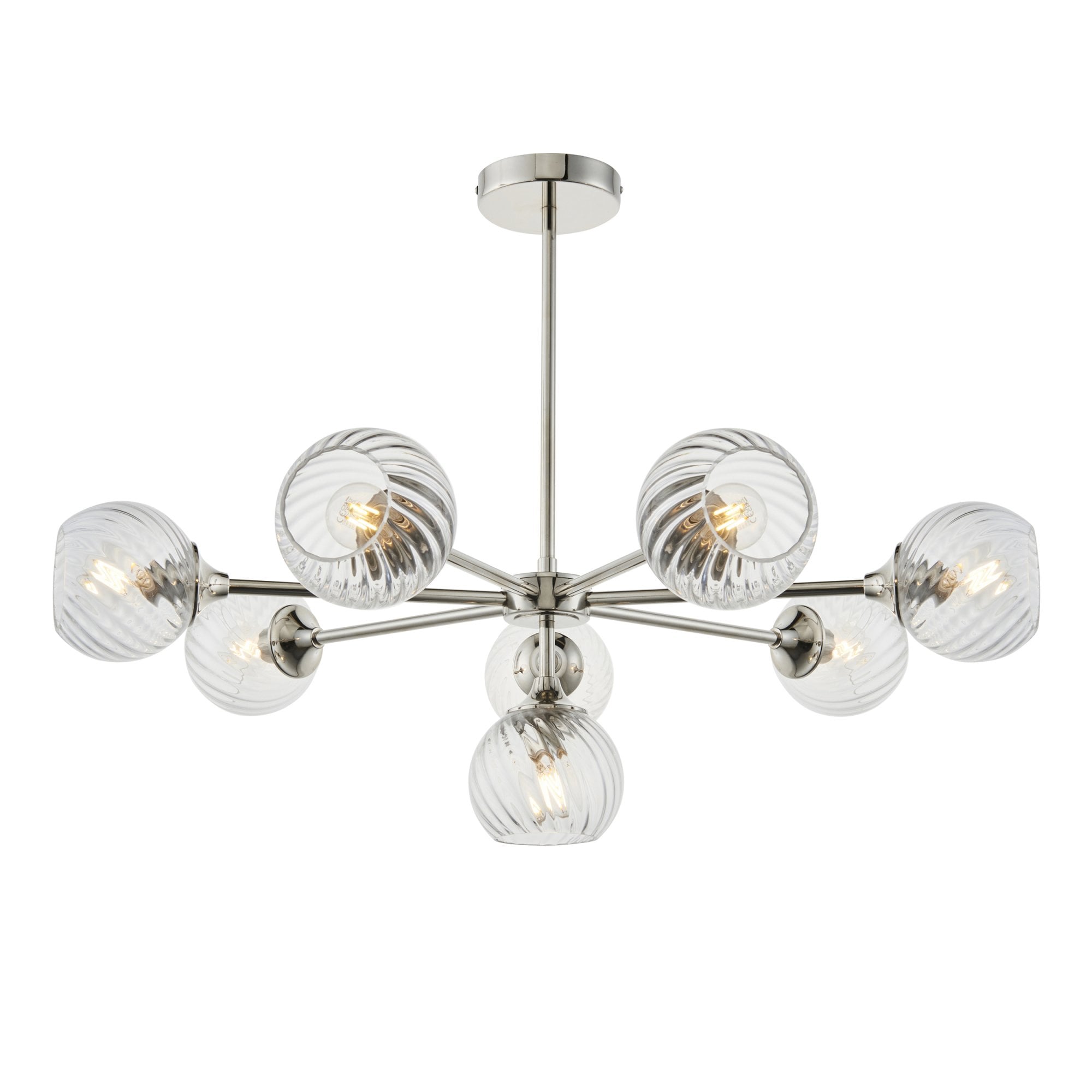 Endon Allegra 8 Light Pendant - Bright Nickel Plate & Clear Spiral Glass
