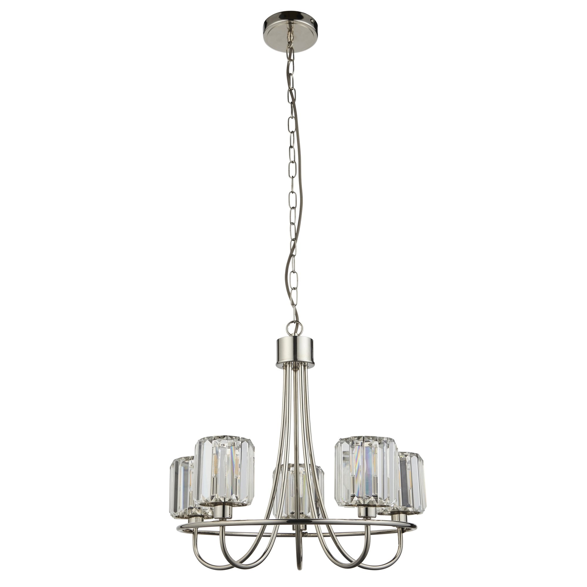 Endon Berenice 5 Light Pendant - Bright Nickel Plate & Clear Glass