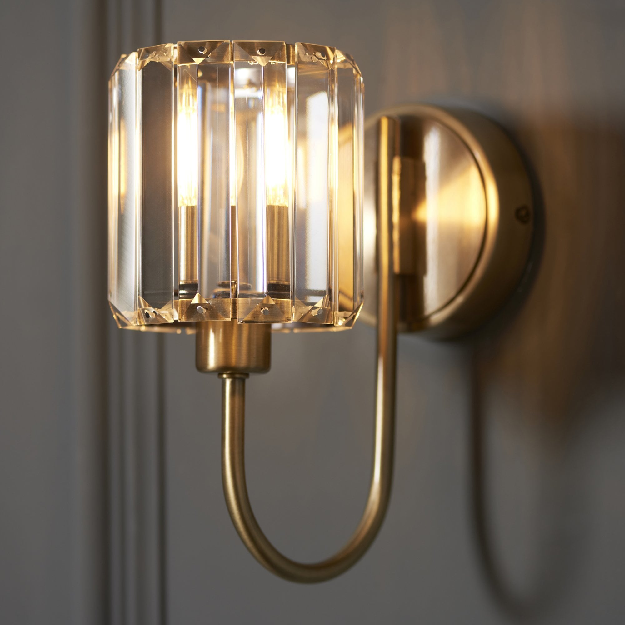 Endon Berenice Single Wall Light - Antique Brass Plate & Clear Glass