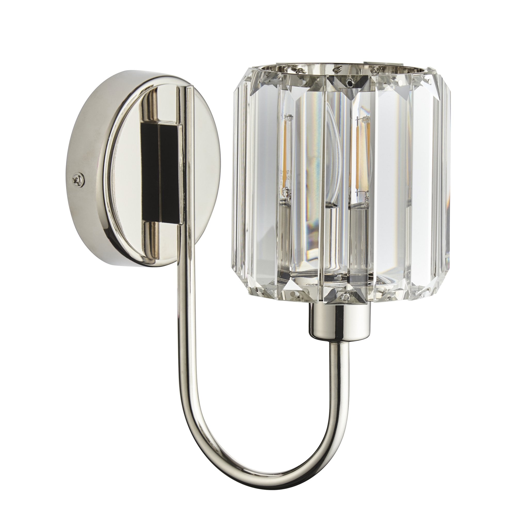 Endon Berenice Single Wall Light - Bright Nickel Plate & Clear Glass