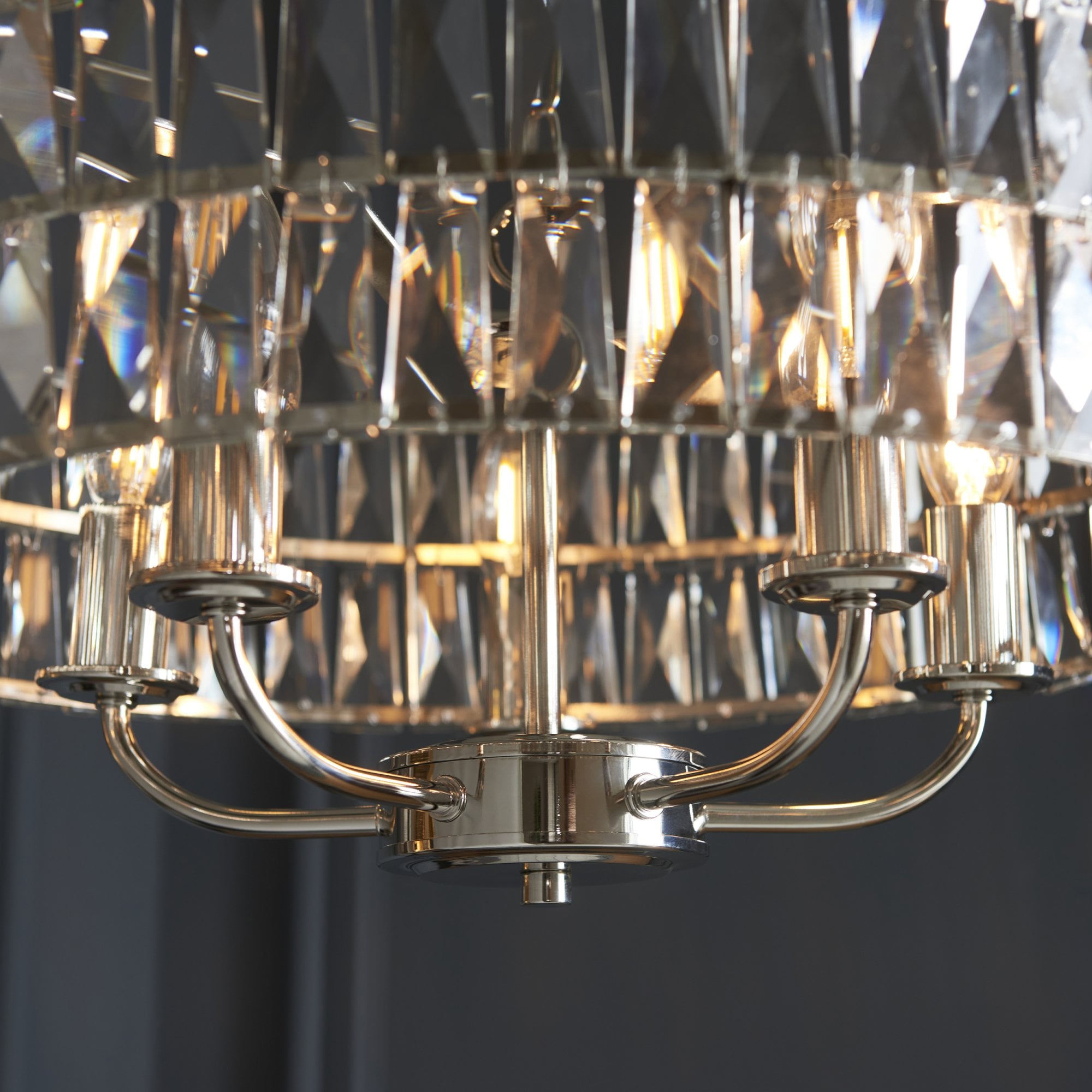 Endon Clifton 5 Light Pendant - Bright Nickel Plate & Clear Crystal Glass
