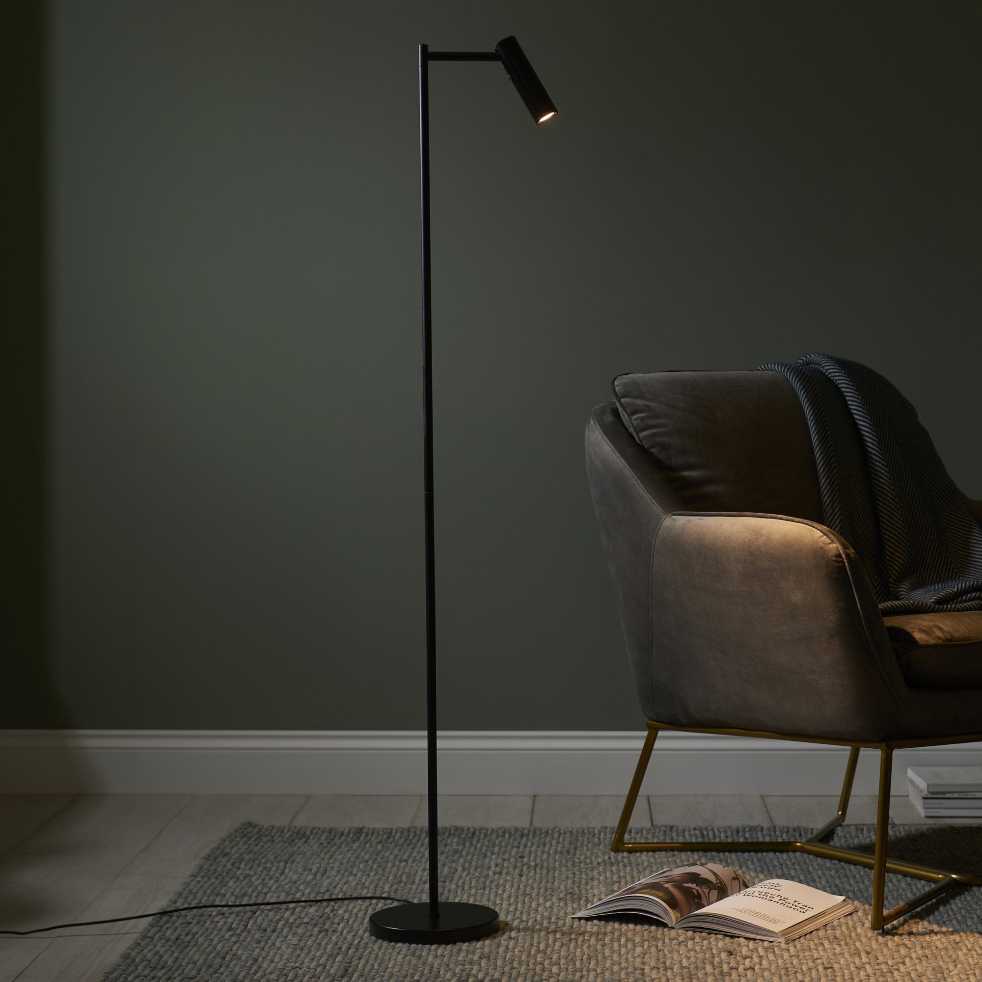 Endon Dedicated Reader Single Floor Light - Matt Black
