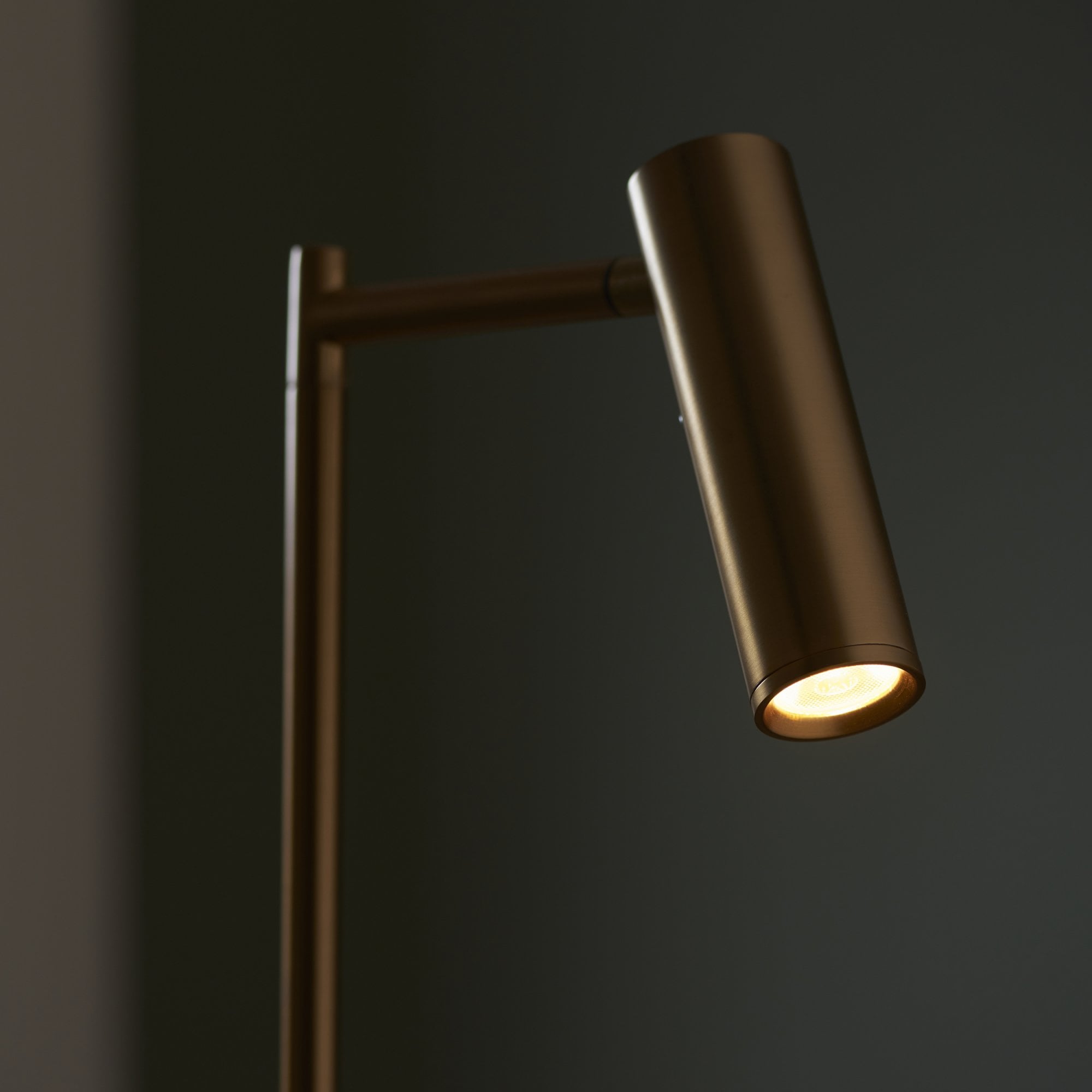 Endon Dedicated Reader Single Floor Light - Warm Brass Plate