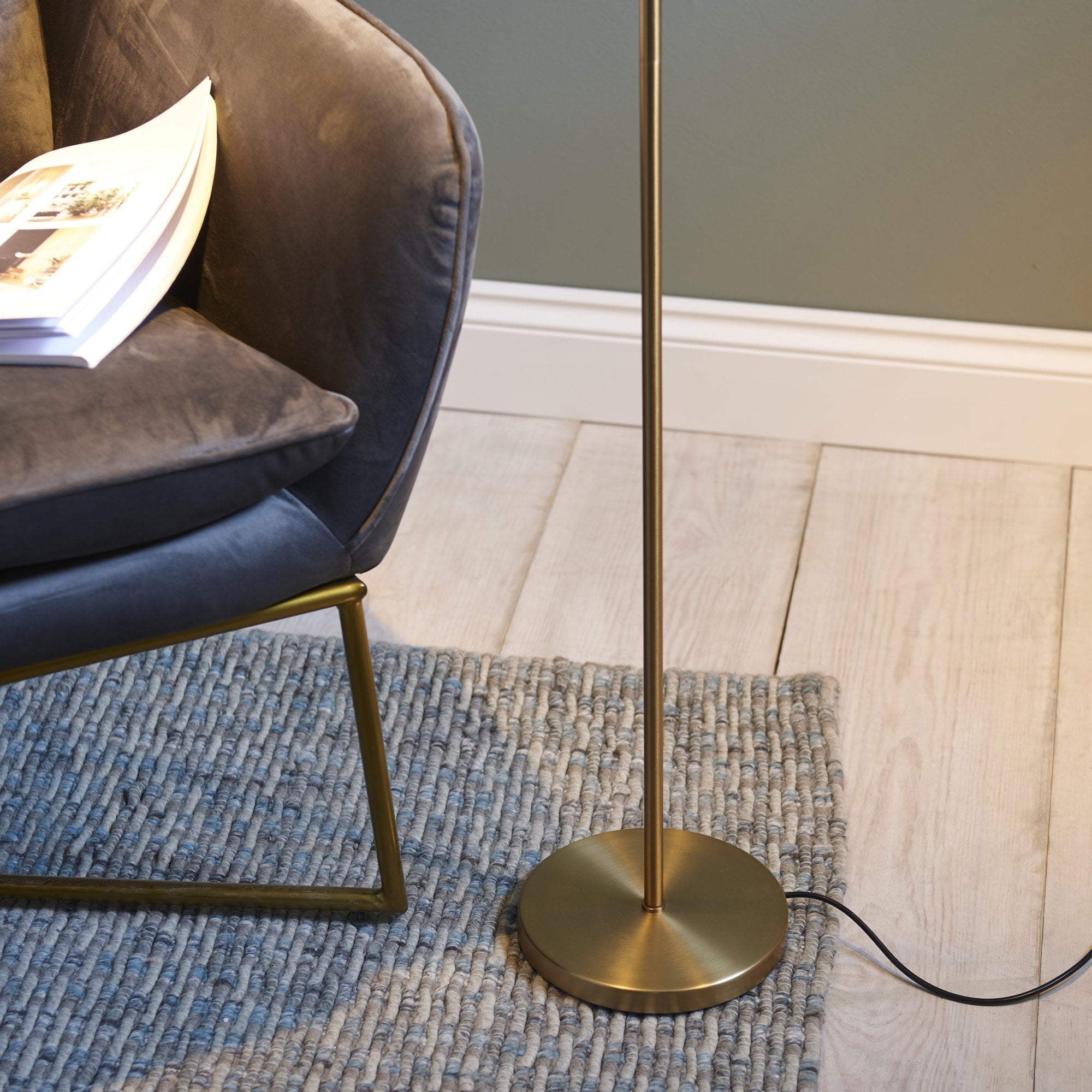 Endon Dedicated Reader Single Floor Light - Warm Brass Plate
