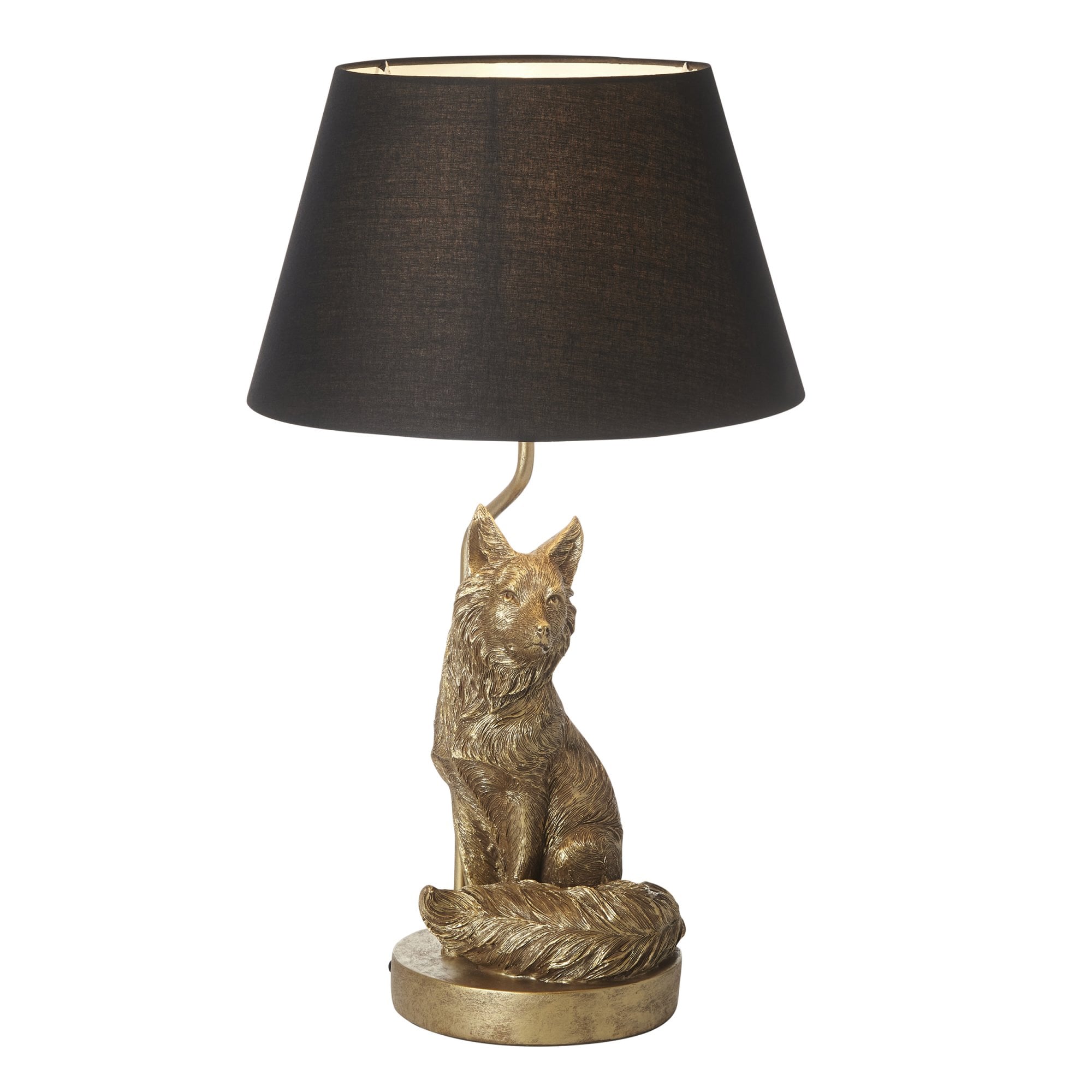 Endon Fox Single Table Light - Vintage Gold Paint & Black Fabric