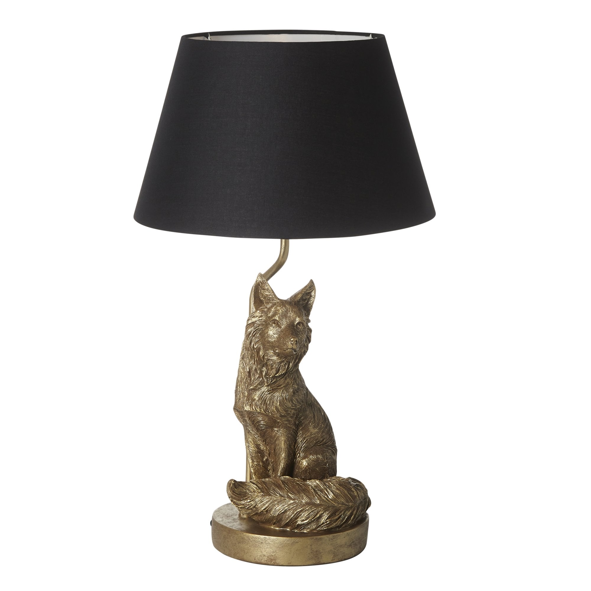 Endon Fox Single Table Light - Vintage Gold Paint & Black Fabric