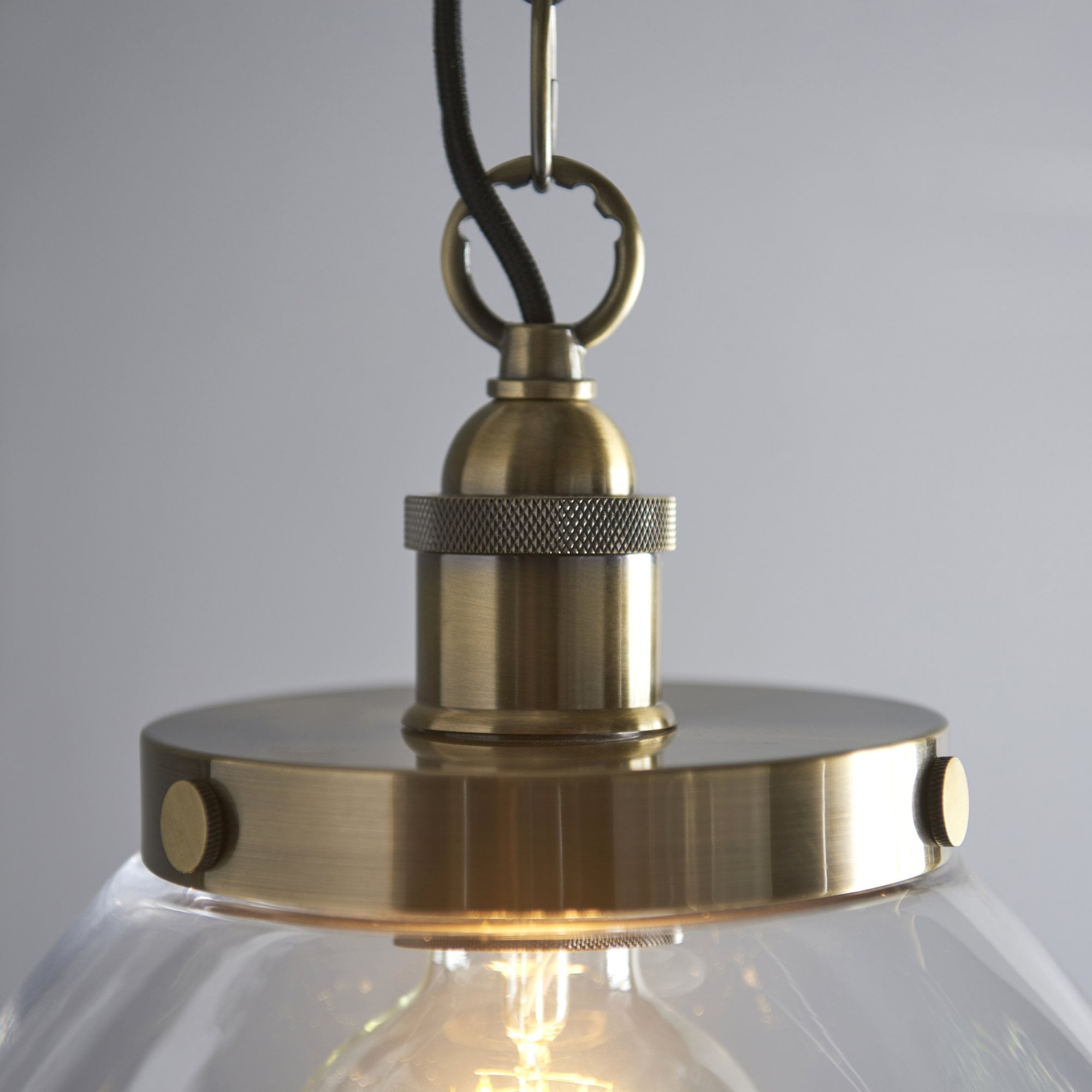 Endon Hansen Grand Single Pendant - Antique Brass Plate & Clear Glass