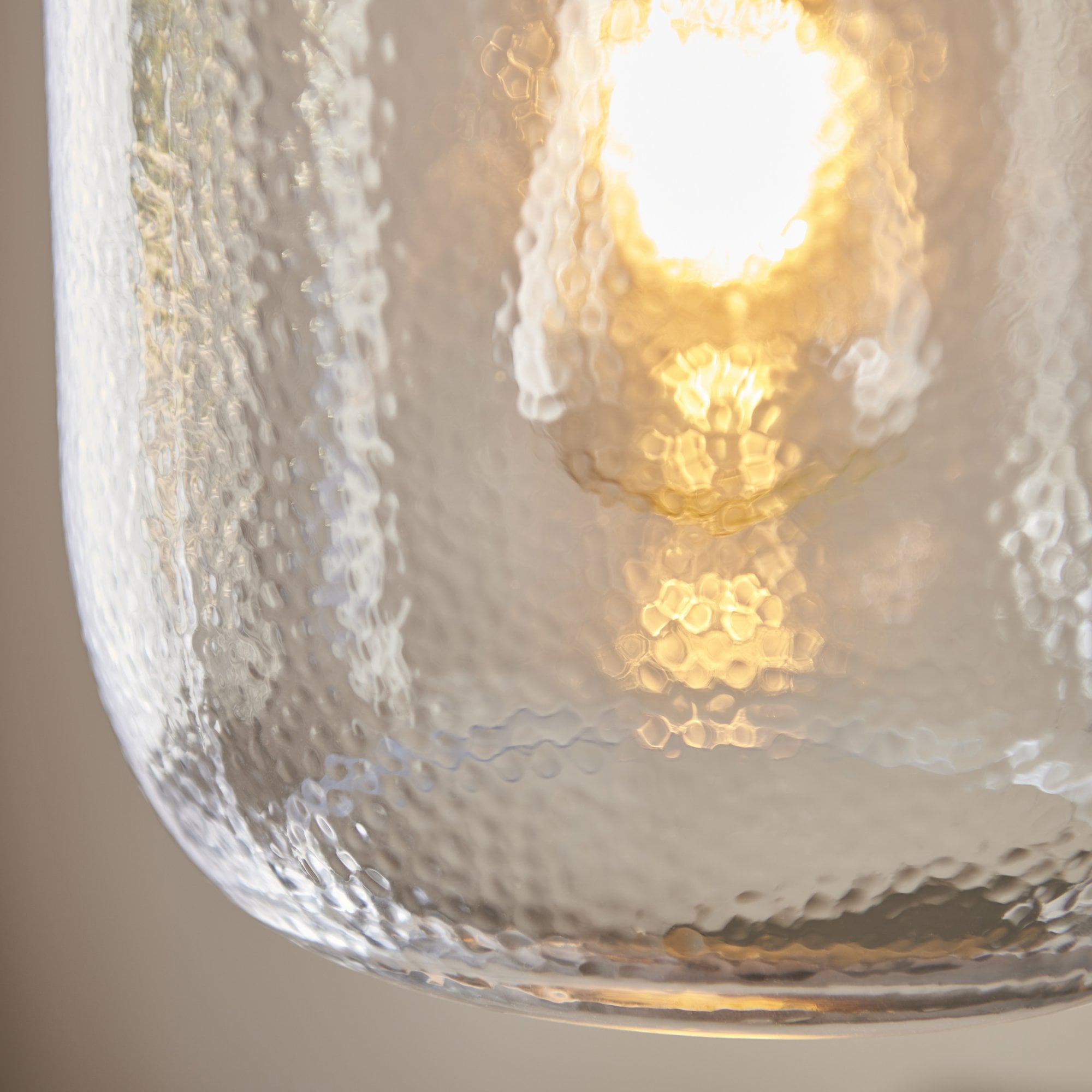 Endon Lyra Single Pendant - Clear textured Glass & Antique Brass Plate