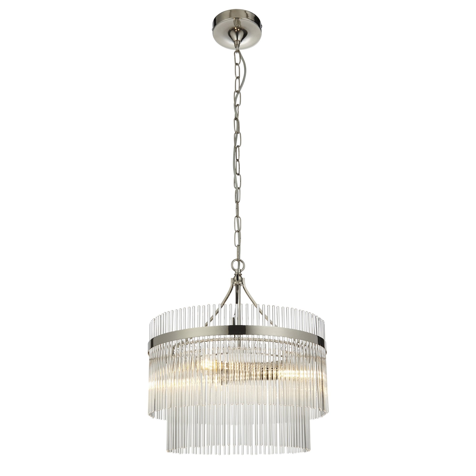 Endon Marietta 3 Light Pendant - Bright Nickel Plate & Clear Glass