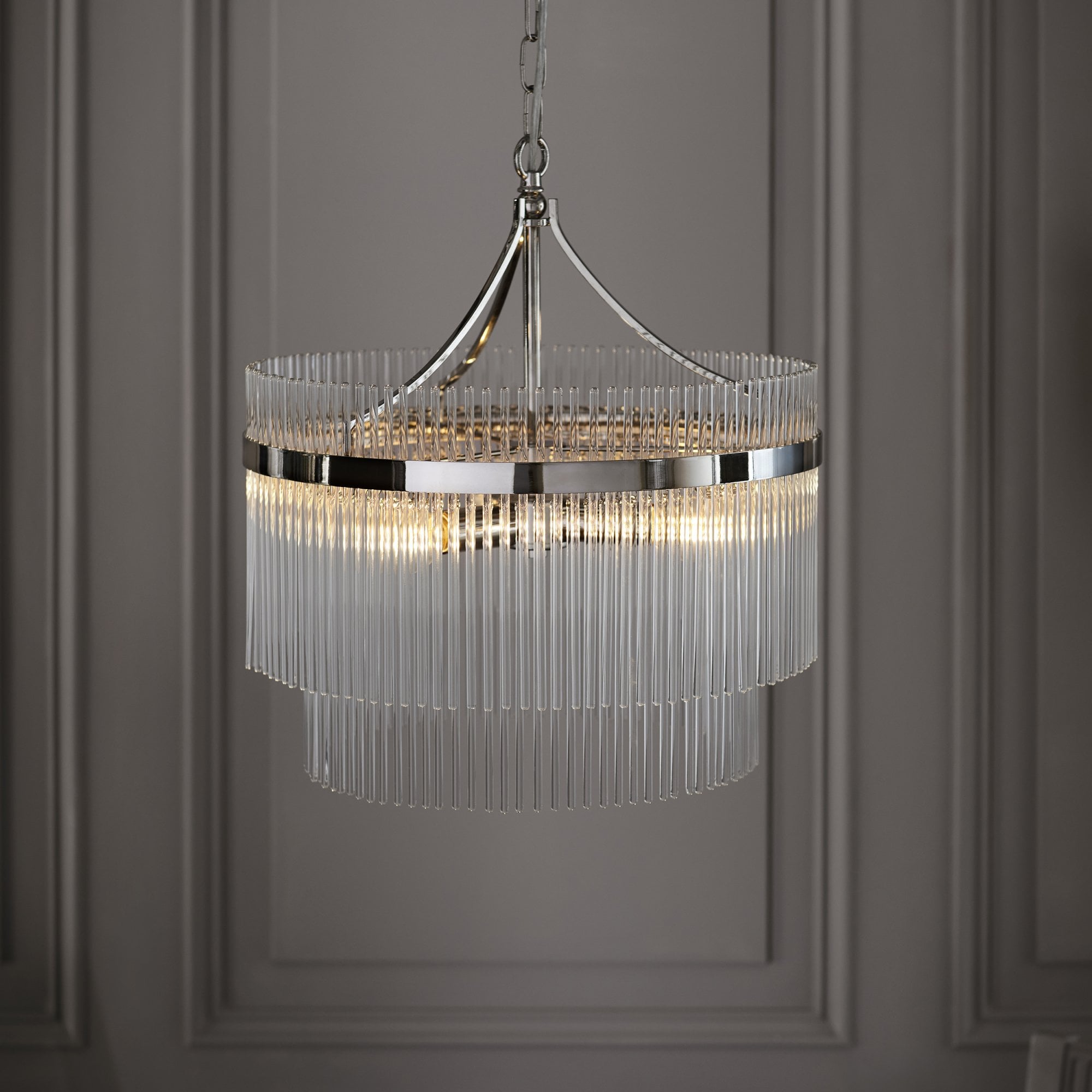 Endon Marietta 5 Light Pendant - Bright Nickel Plate & Clear Glass