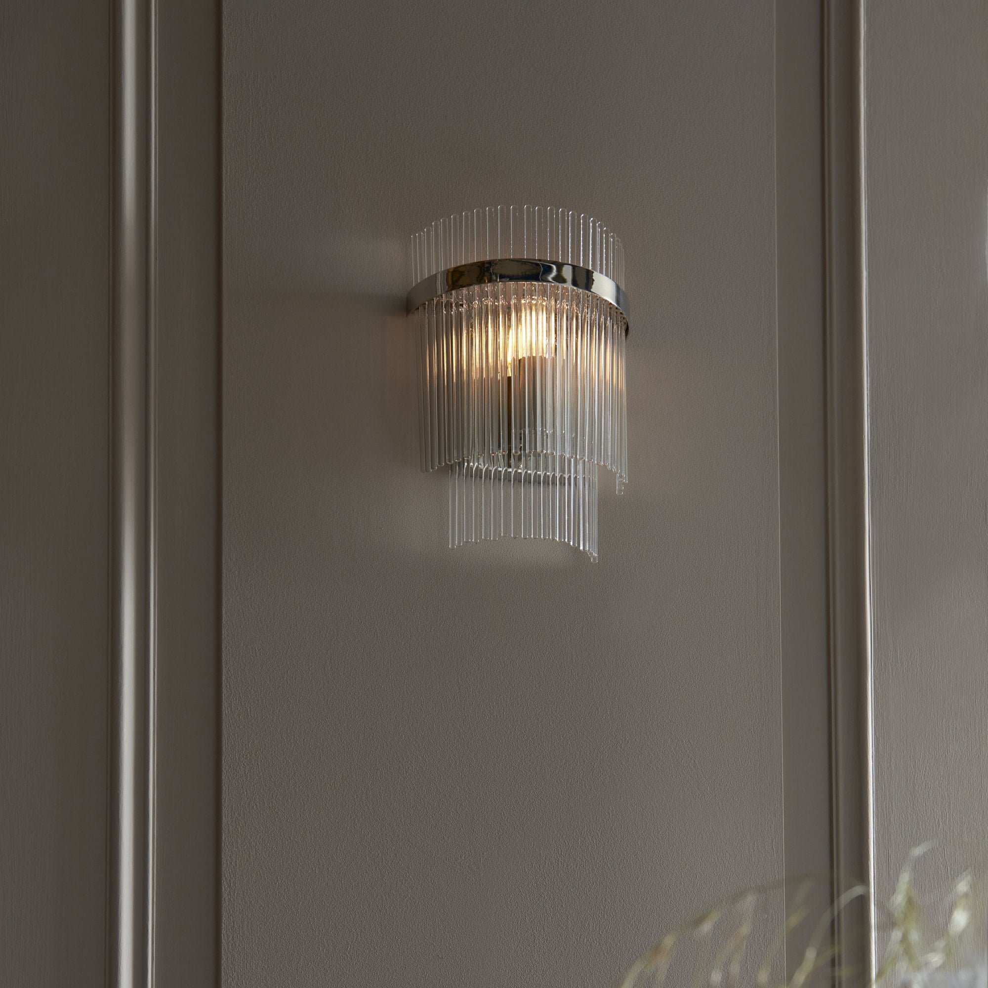 Endon Marietta Single Wall Light - Bright Nickel Plate & Clear Glass