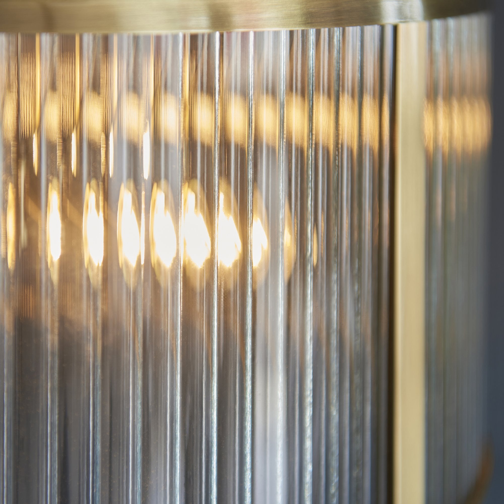 Endon Ridgeton 3 Light Pendant - Antique Brass Plate & Clear Ribbed Glass