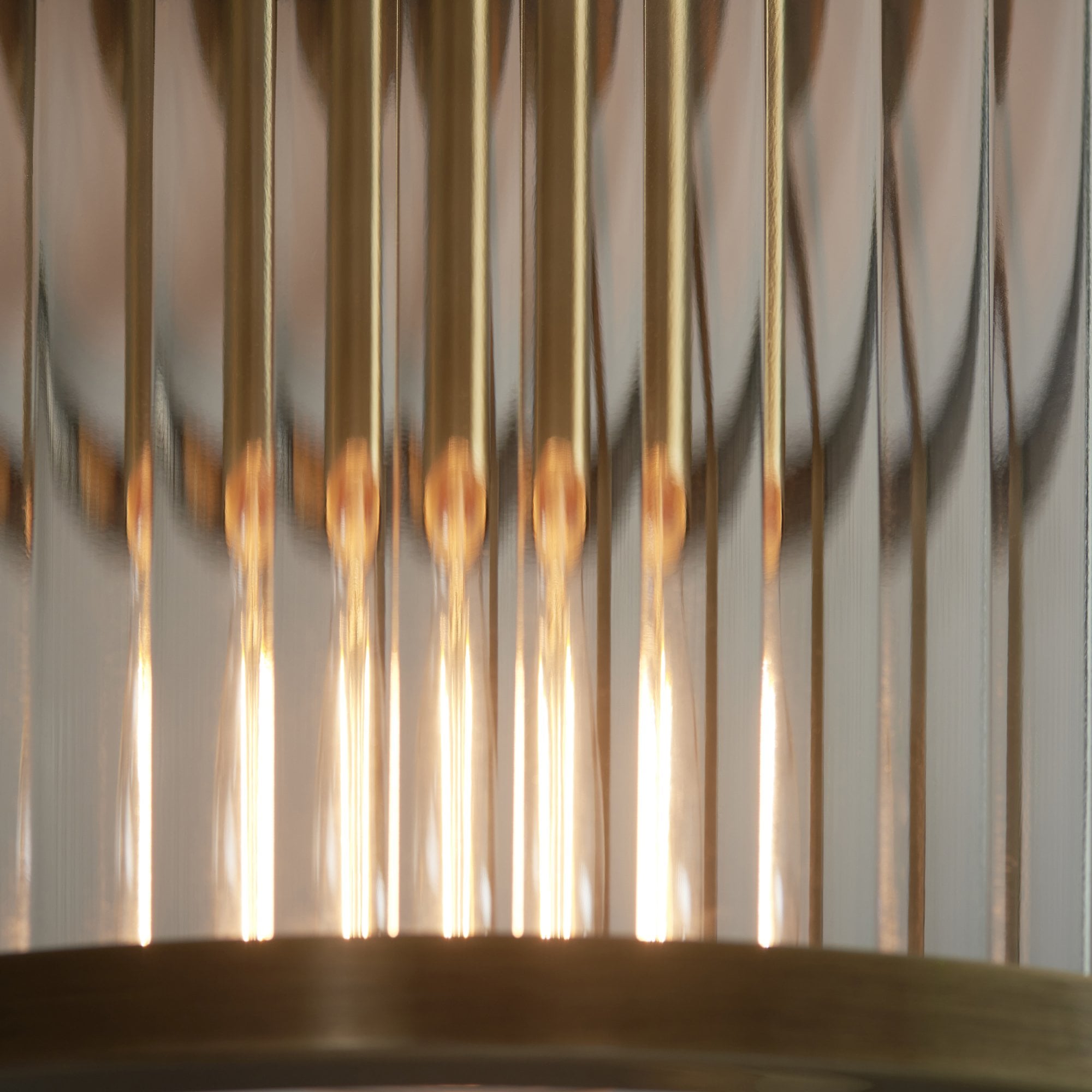 Endon Ridgeton Single Flush Fitting - Antique Brass Plate & Clear Ribbed Glass