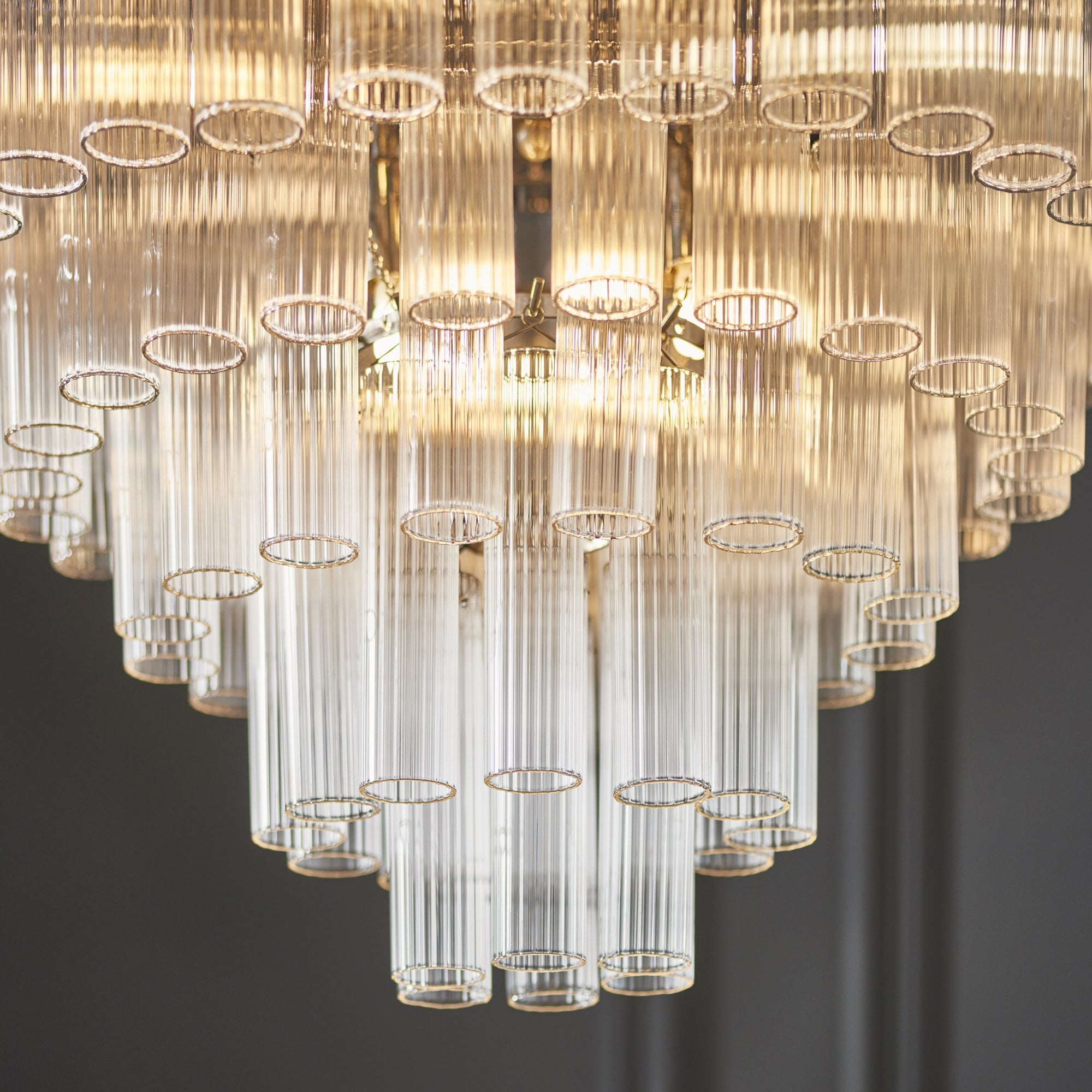 Endon Toulouse 12 Light Pendant - Bright Nickel Plate & Clear Ribbed Glass